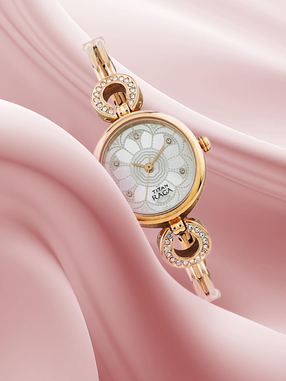 titan raga gold chain watch women&#039;s