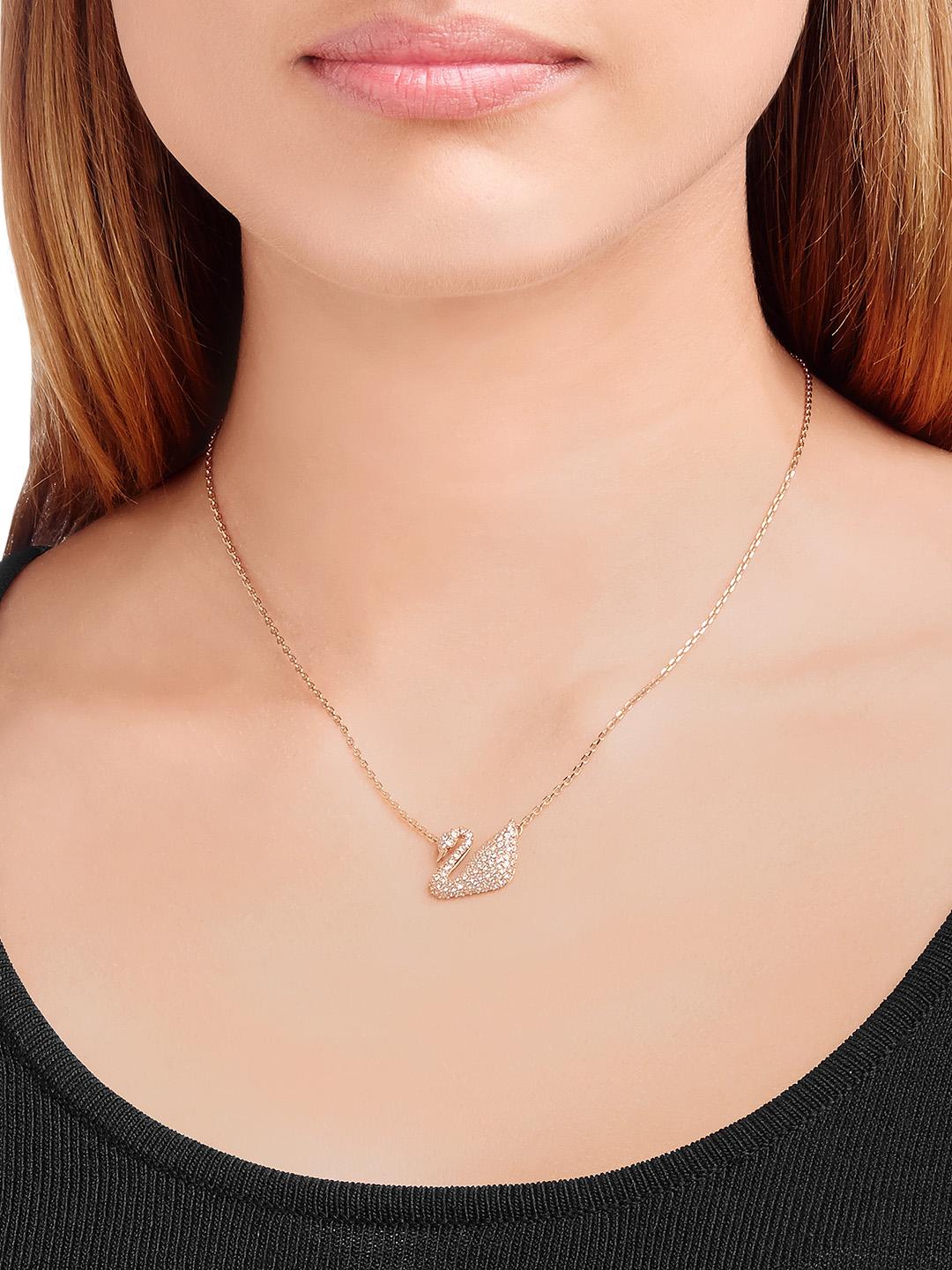 Buy SWAROVSKI Gold-Plated Embellished Swan Neckace Necklace and