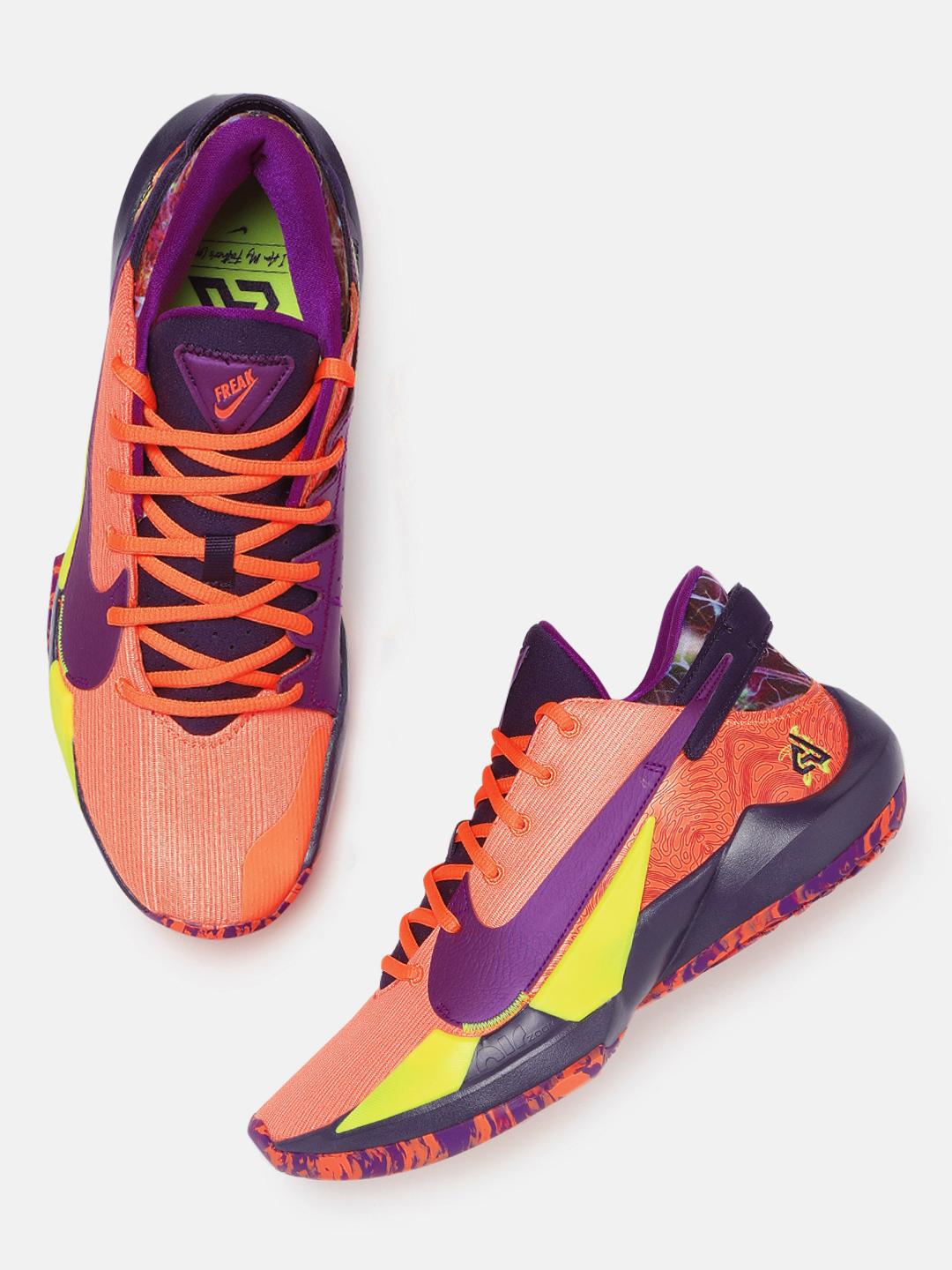 Buy Nike Men Orange & Purple ZOOM FREAK 2 Basketball Shoes
