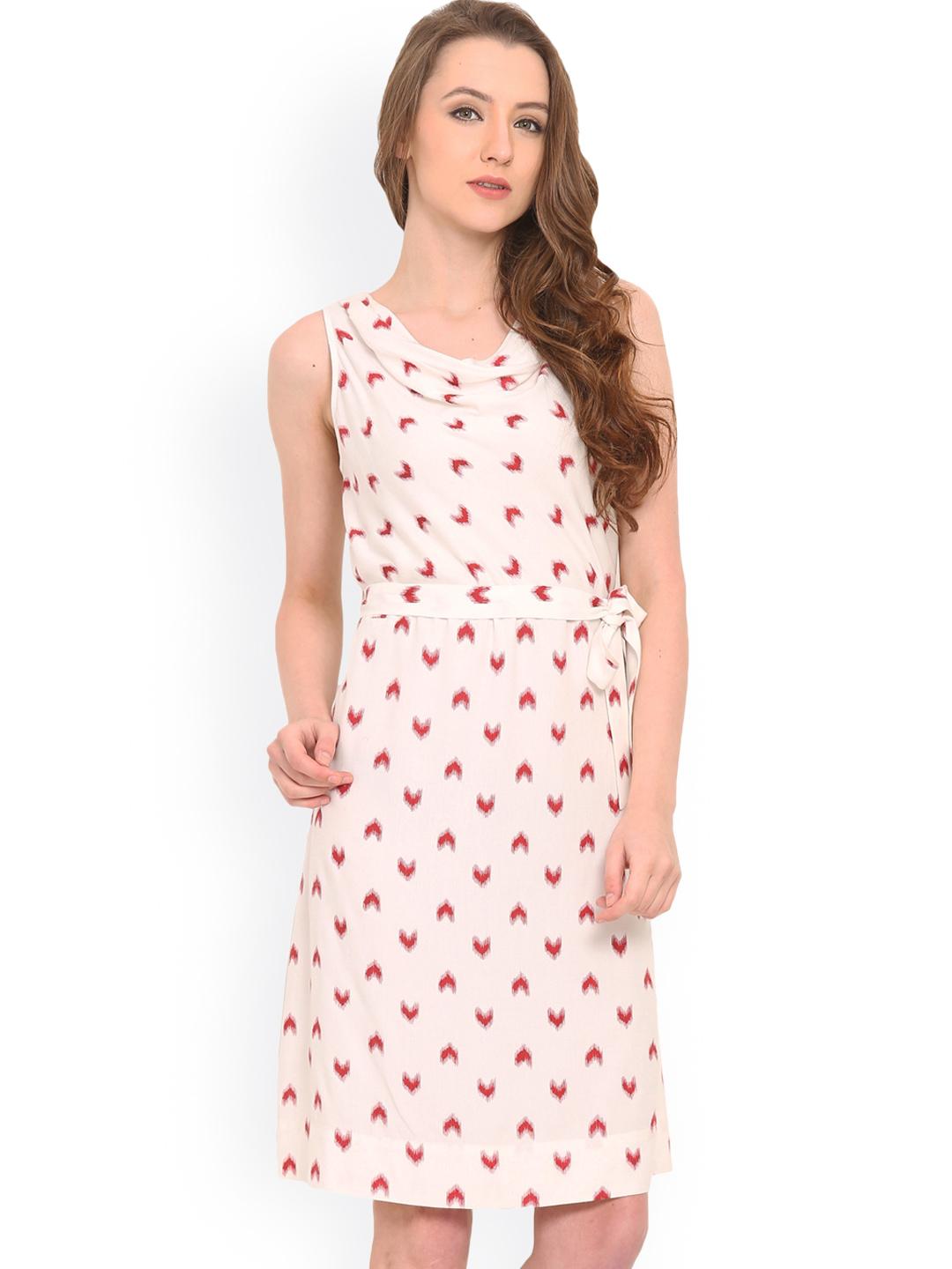 Buy Saiesta White & Red Ikat Print A-Line Dress - Dresses for Women 1376336  | Myntra