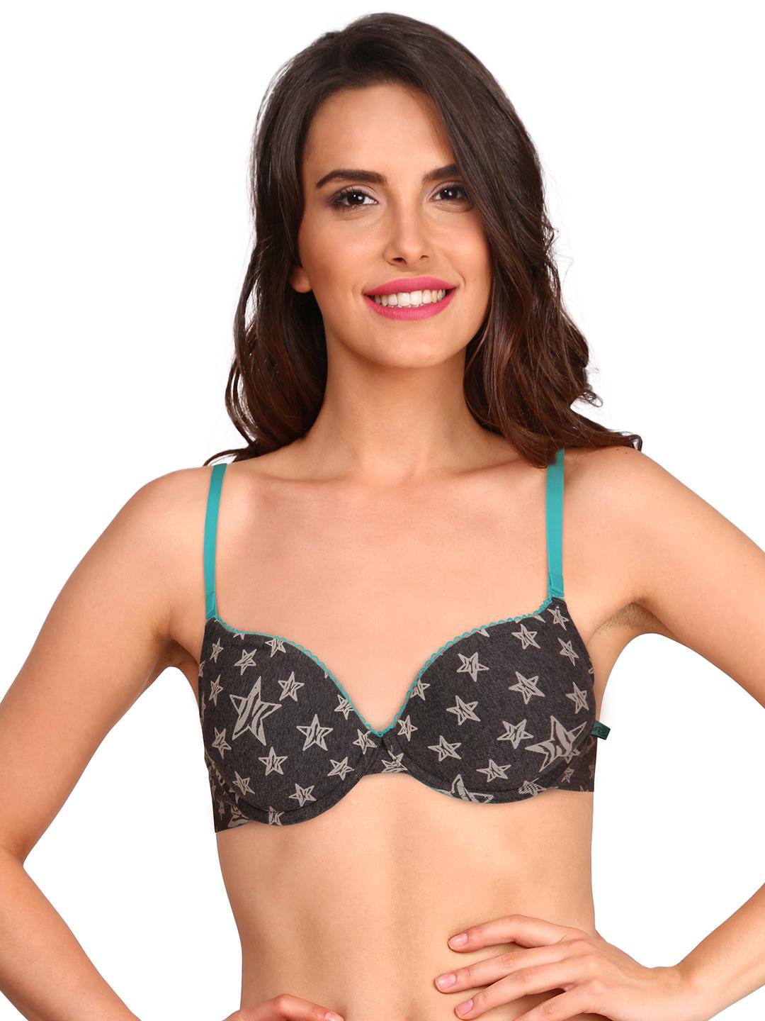 Buy Jockey Grey Star Print Wired Push-Up Bra FP45-0103-POP09 - Bra