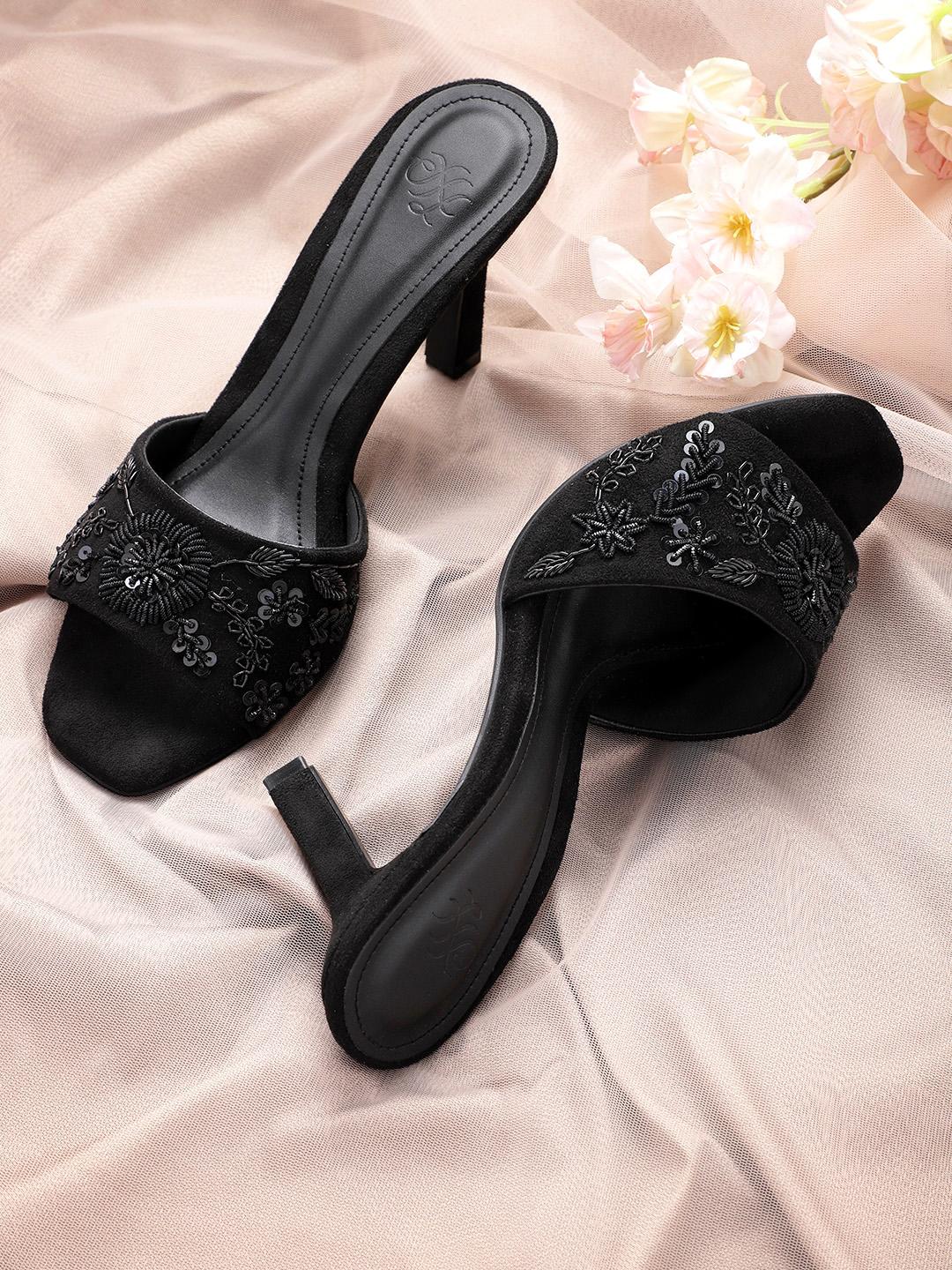 House of Pataudi Women Black Heels
