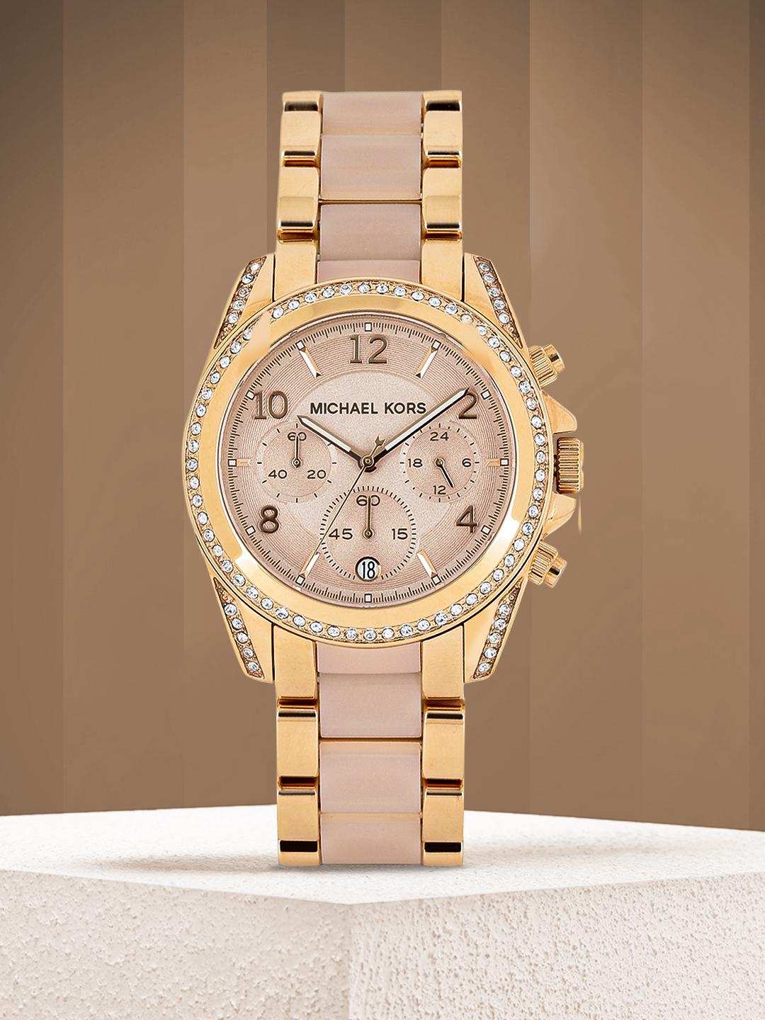 Buy Michael Kors Women Muted Gold-Toned Dial Chronograph Watch