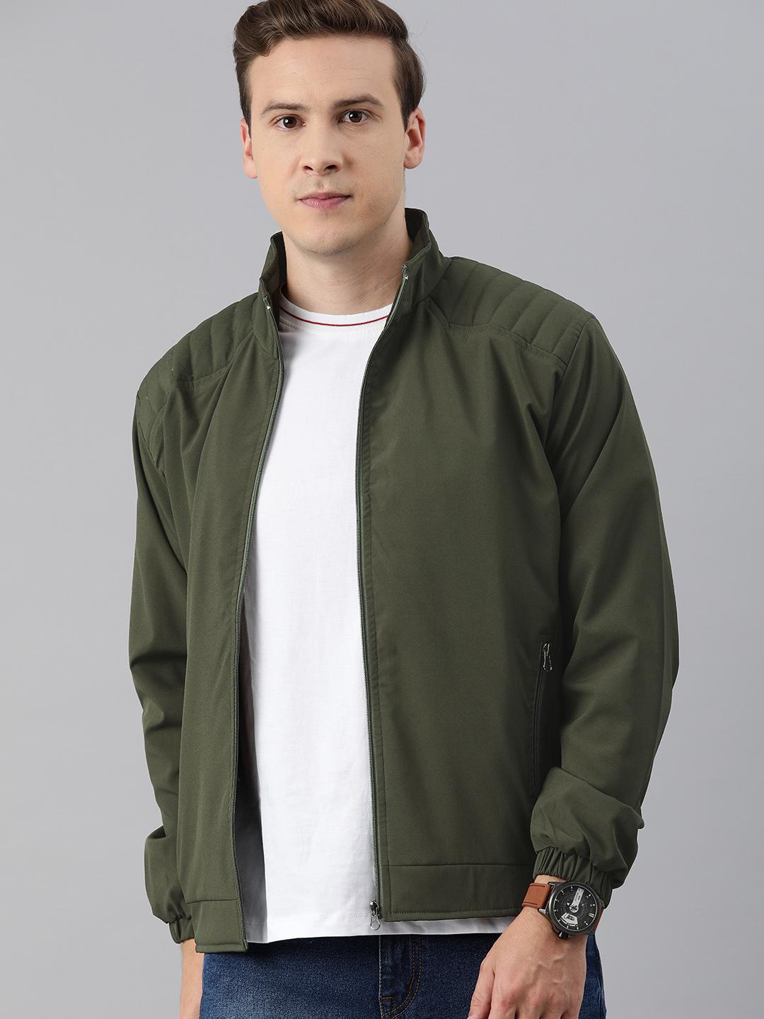 Buy VOXATI Men Green Solid Bomber Jacket - Jackets for Men