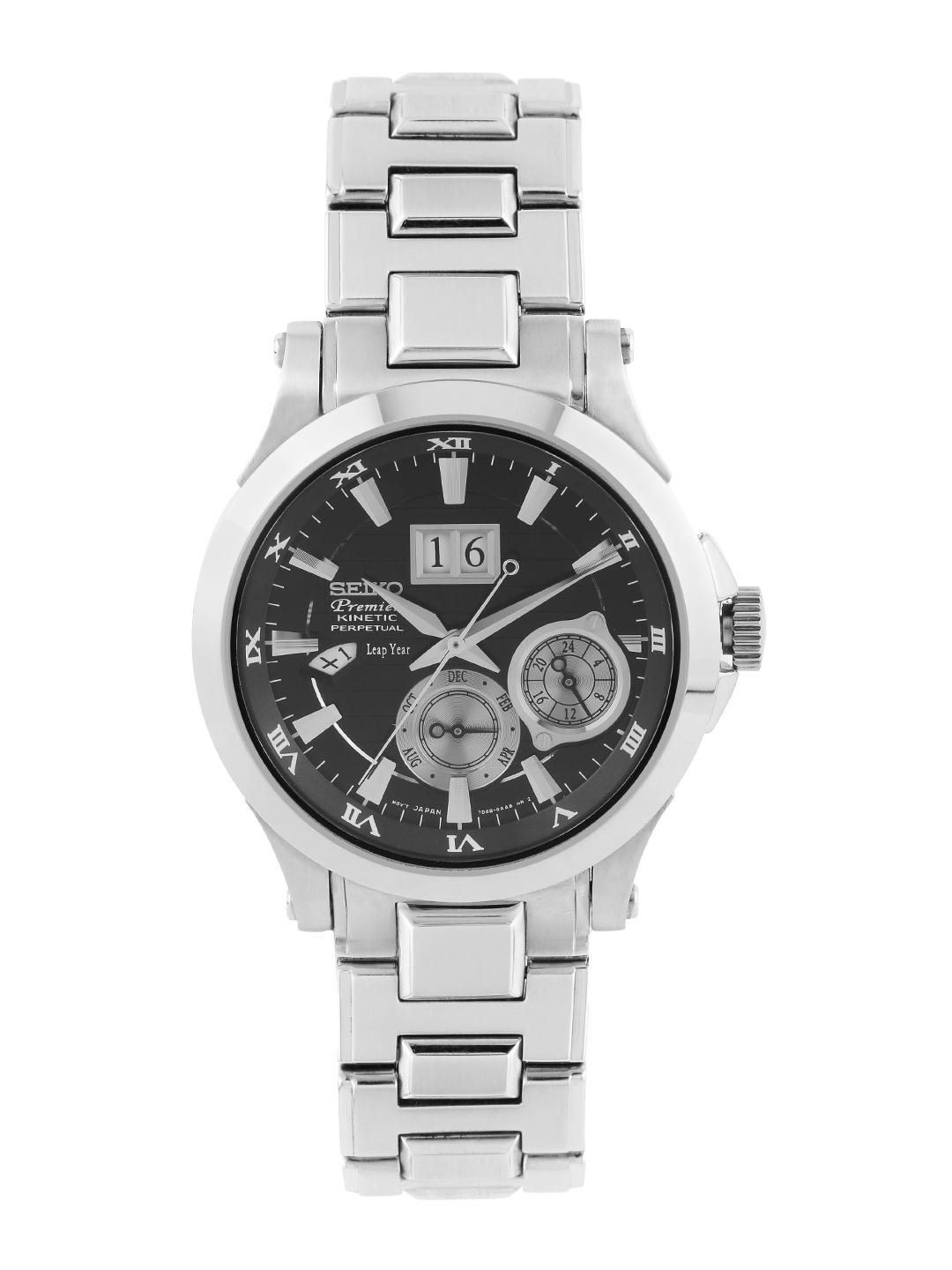 Buy SEIKO Premier Men Black Kinetic Motion Dial Watch SNP003P1