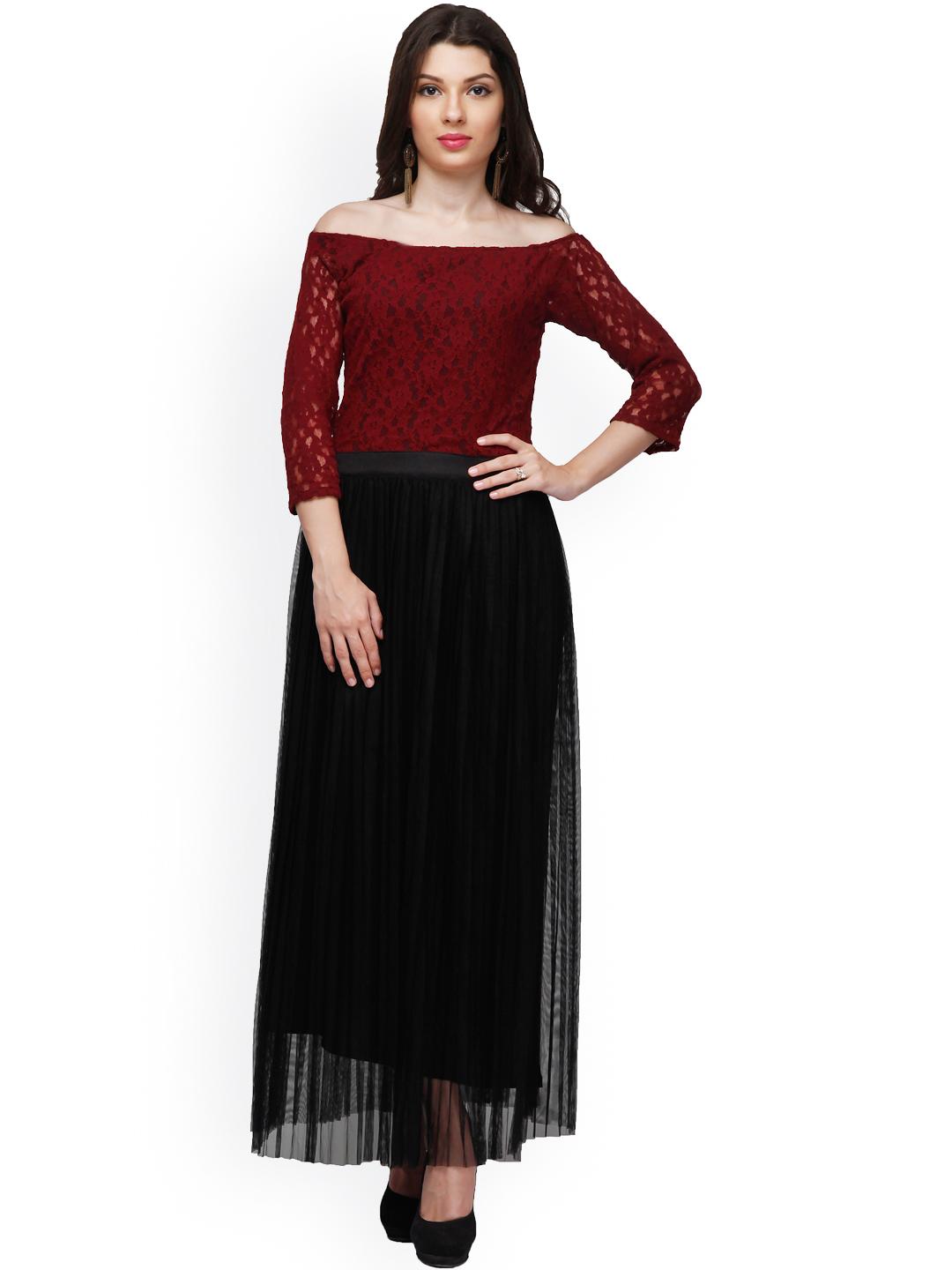 self portrait heart lace maxi dress Chantal Red scallop-pattern lace-panel maxi dress S / Red