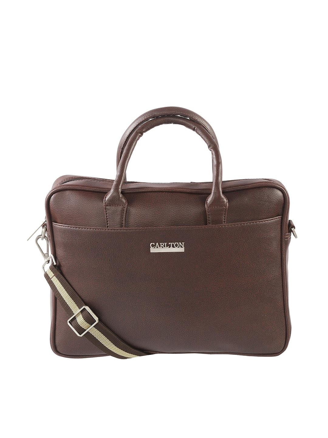 Buy Carlton London Unisex Brown Textured 13 Inch Laptop Bag