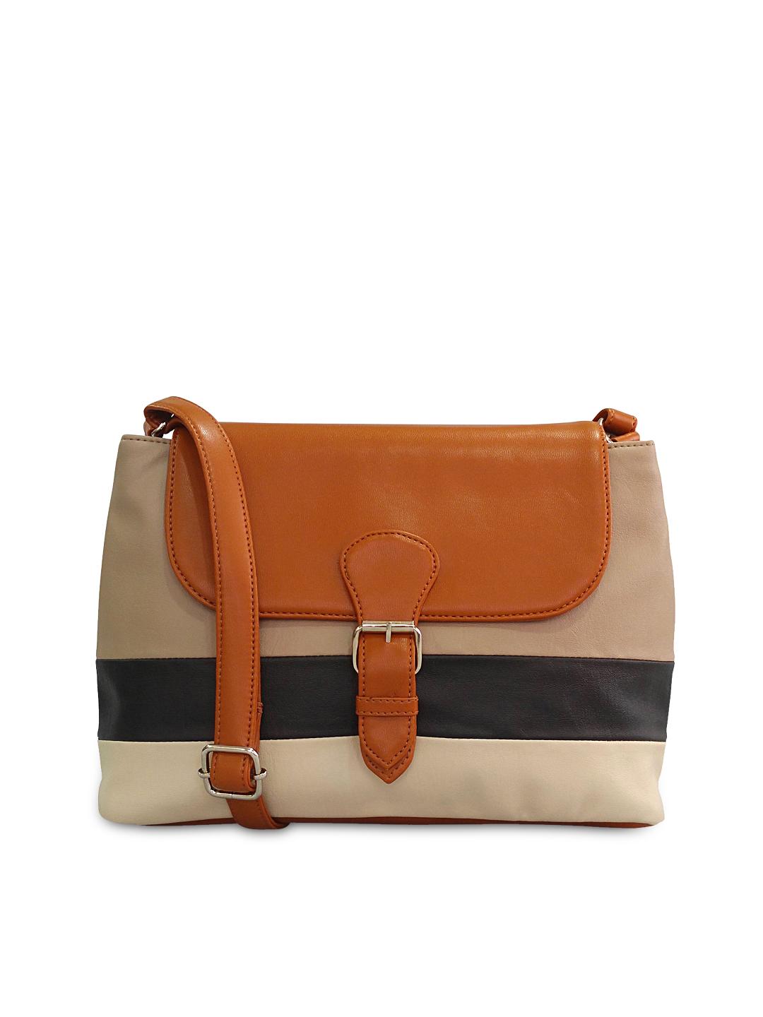 Buy Toteteca Beige Tan Brown Striped Sling Bag Handbags for