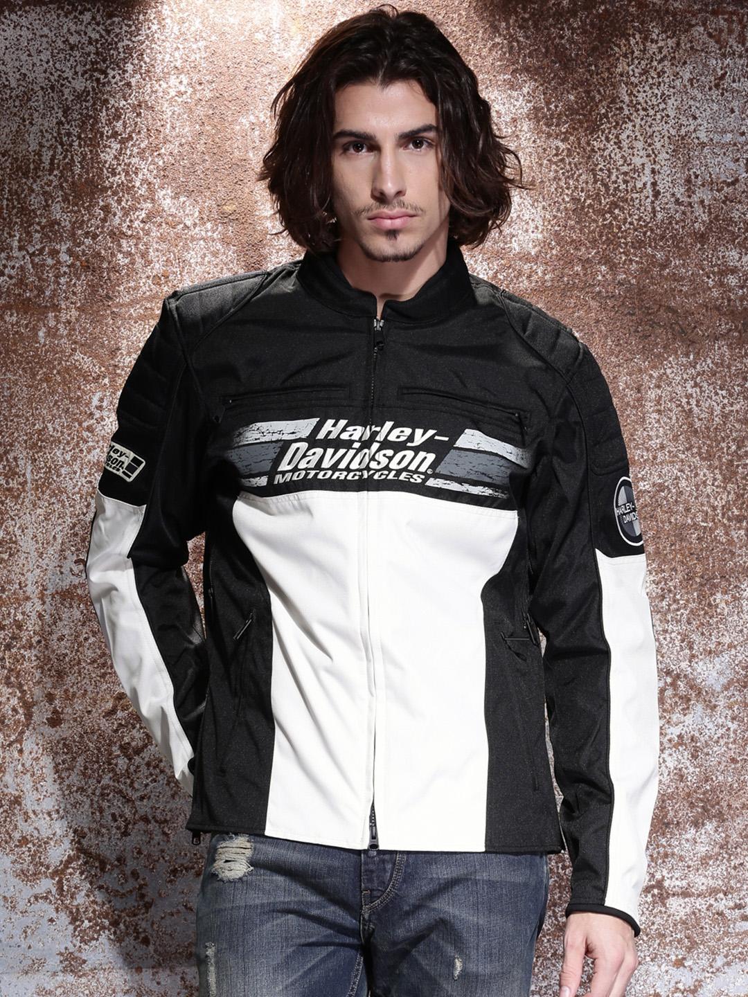 Harley Davidson ジャケット アウター ホワイト/ブラック Buy Harley-Davidson Black & White Biker Jacket - Jackets for Men