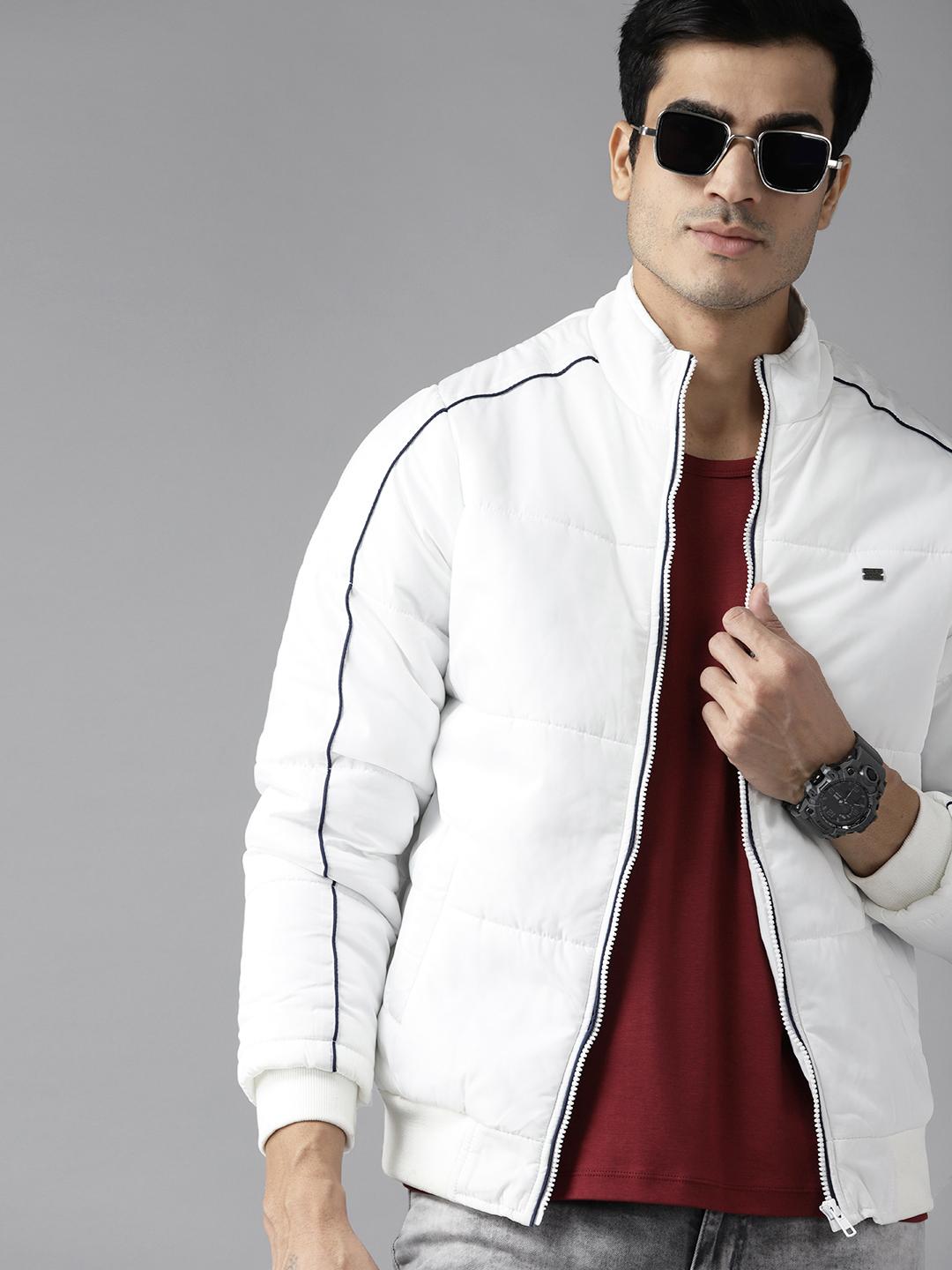 Buy Roadster Men White Solid Bomber Jacket - Jackets for Men
