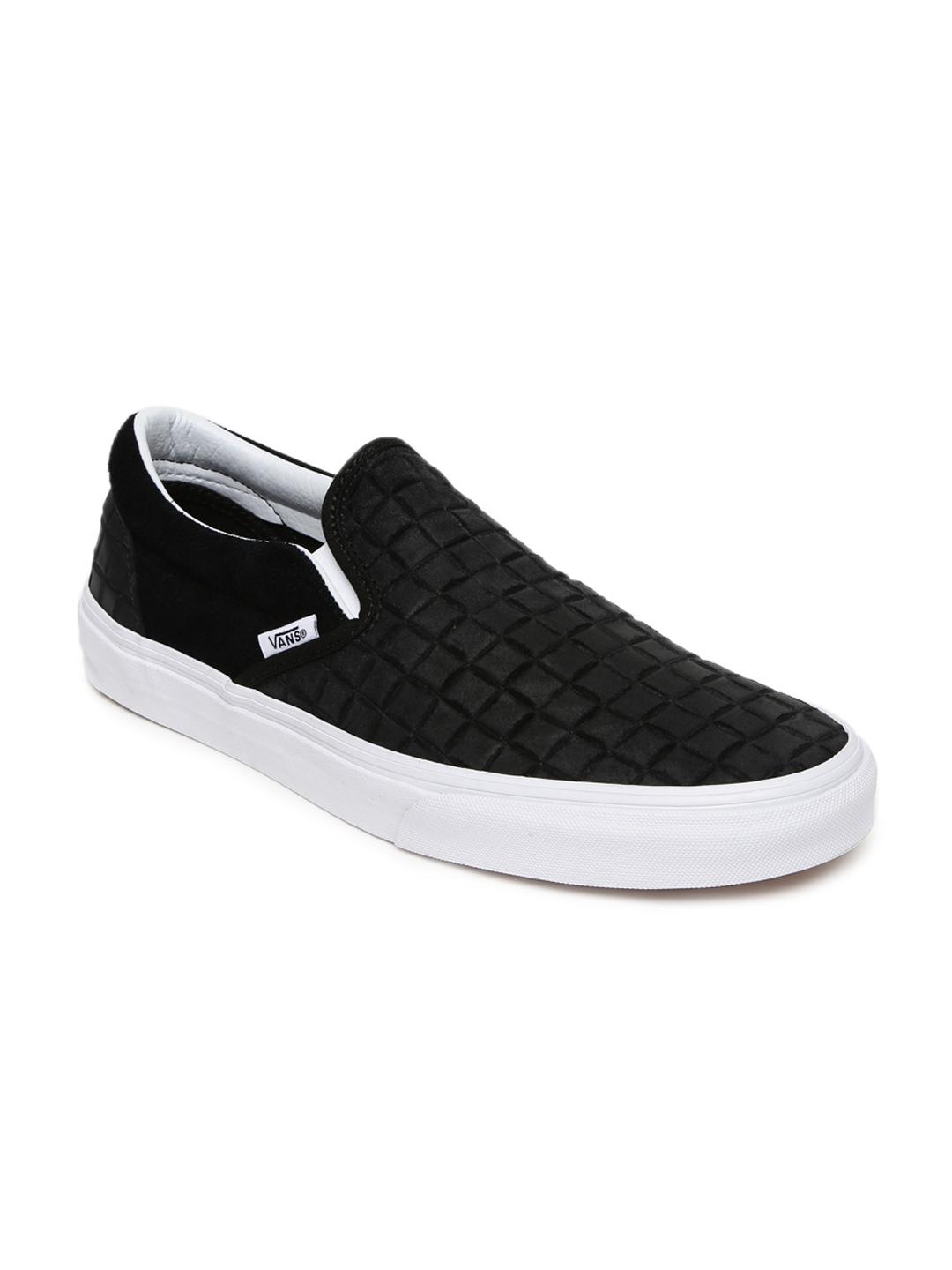 Buy Vans Unisex Black Textured Classic Suede Slip-On Sneakers