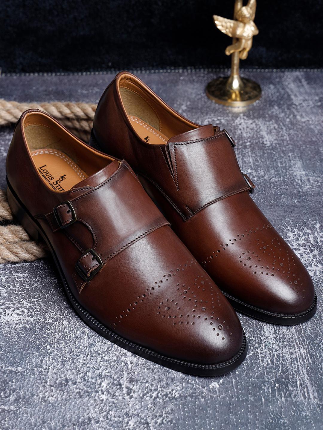 Buy LOUIS STITCH Men Premium Leather Dual Tone Patina Monk Shoes
