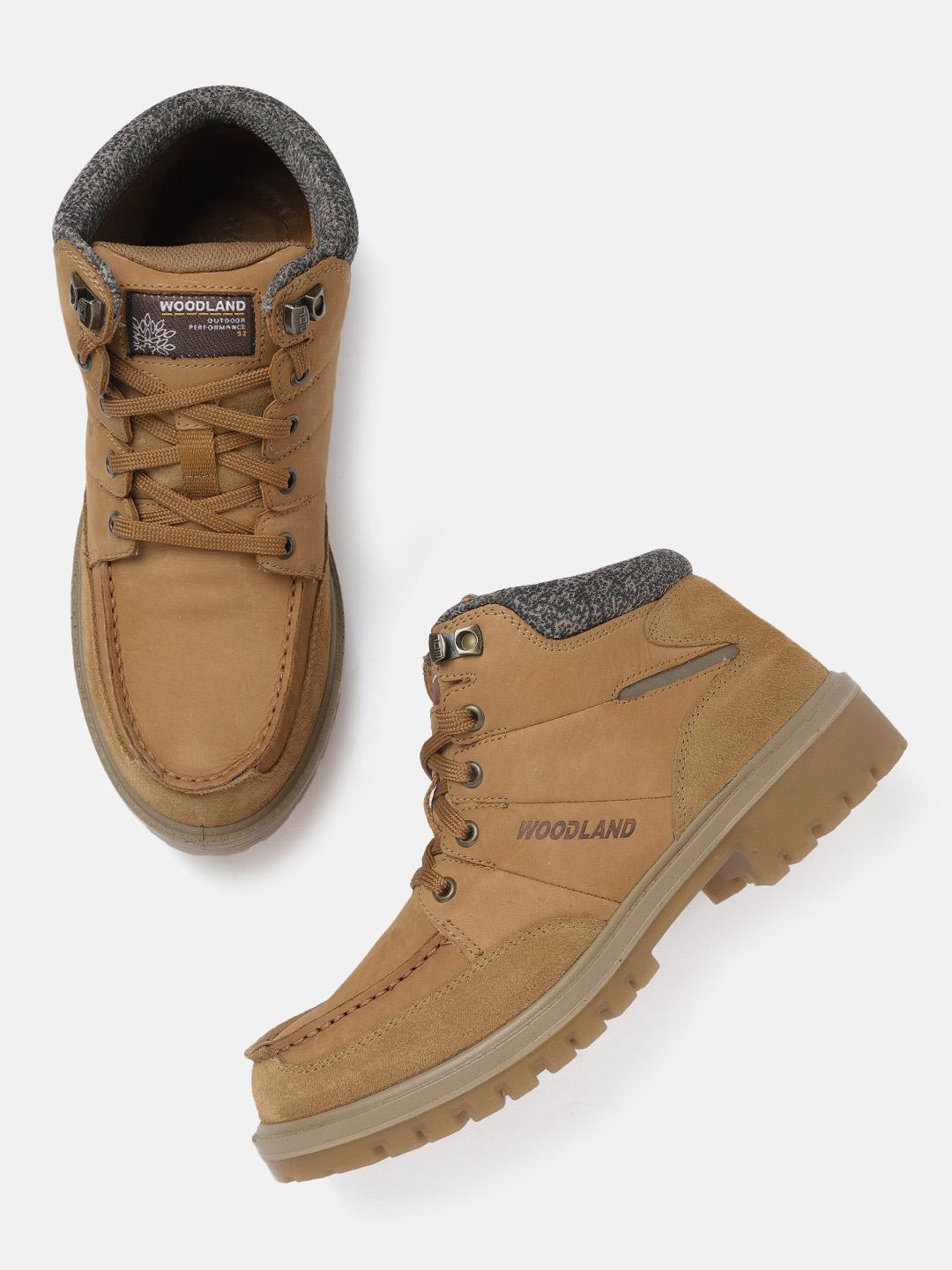 Woodland Men Camel Brown Leather Derbys - Image 1