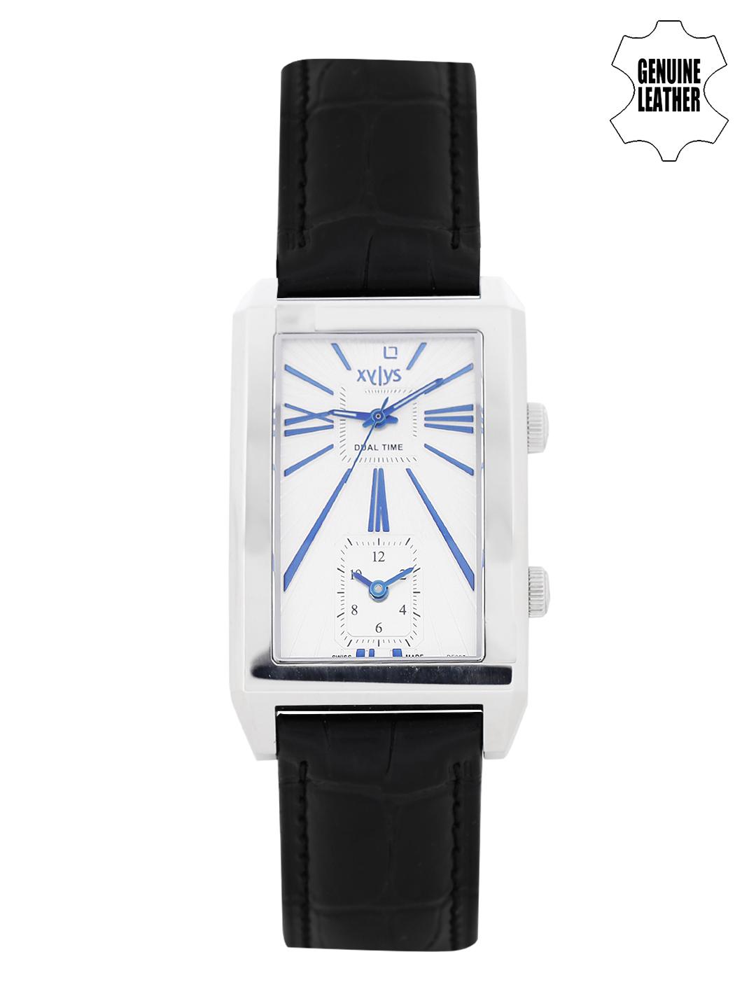 Buy Xylys Men Swiss Analog Black Leather Strap and Silver Dial