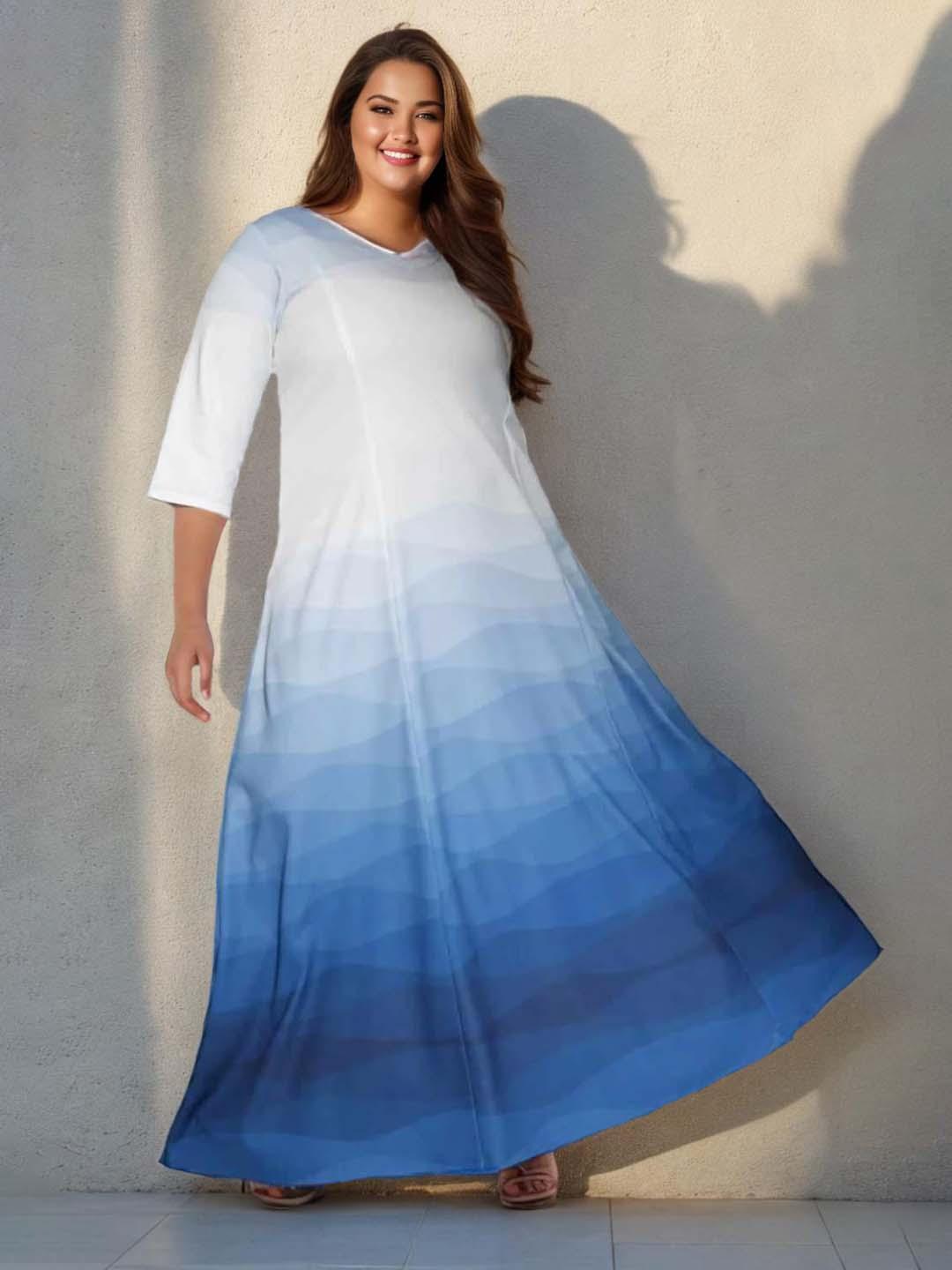 Maxi Dress Amydus Dresses Amydus Sky Blue Peach Ombre Pattern Wrap