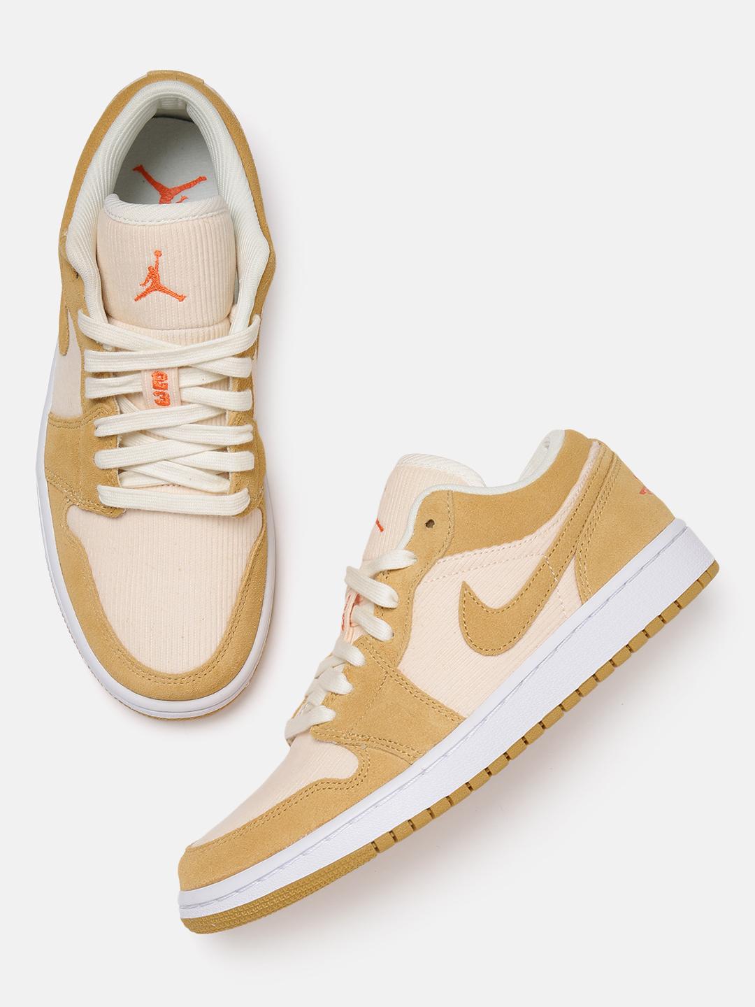 Buy Nike Women Mustard Yellow Beige Leather AIR JORDAN LOW