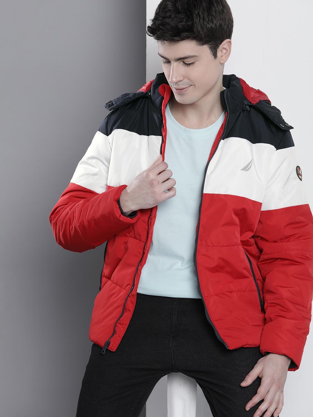 Buy Nautica Colourblocked Puffer Jacket With Detachable Hood
