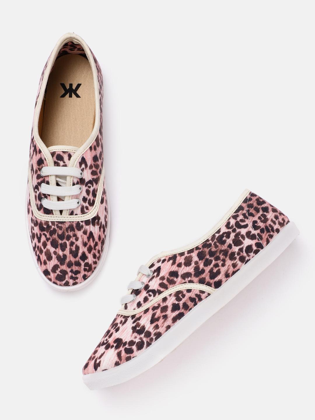 Buy Kook N Keech Women Pink Brown Leopard Print Sneakers