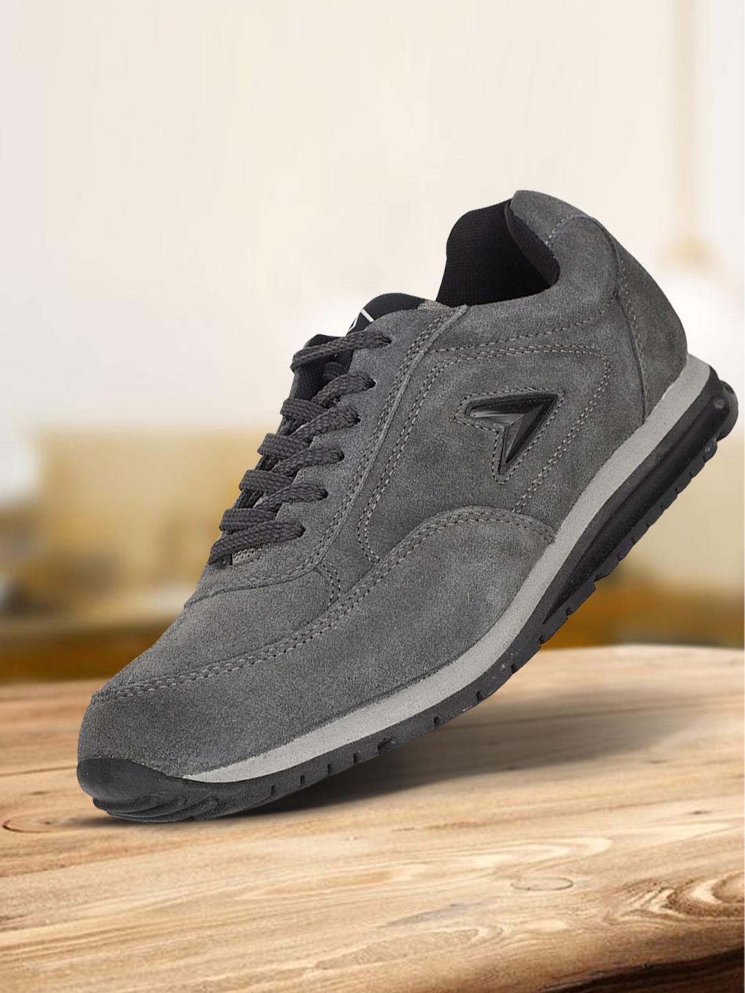 Buy Power Men Grey Leather Road Running Non-Marking Shoes Sports