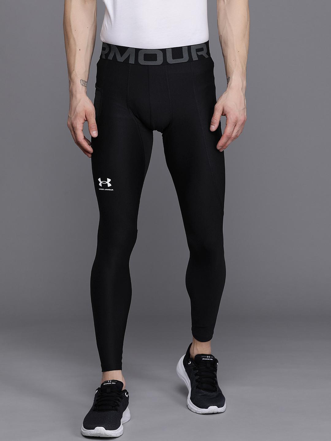 UNDER ARMOUR Men Black Brand Logo Print HeatGear Armour Training Tights