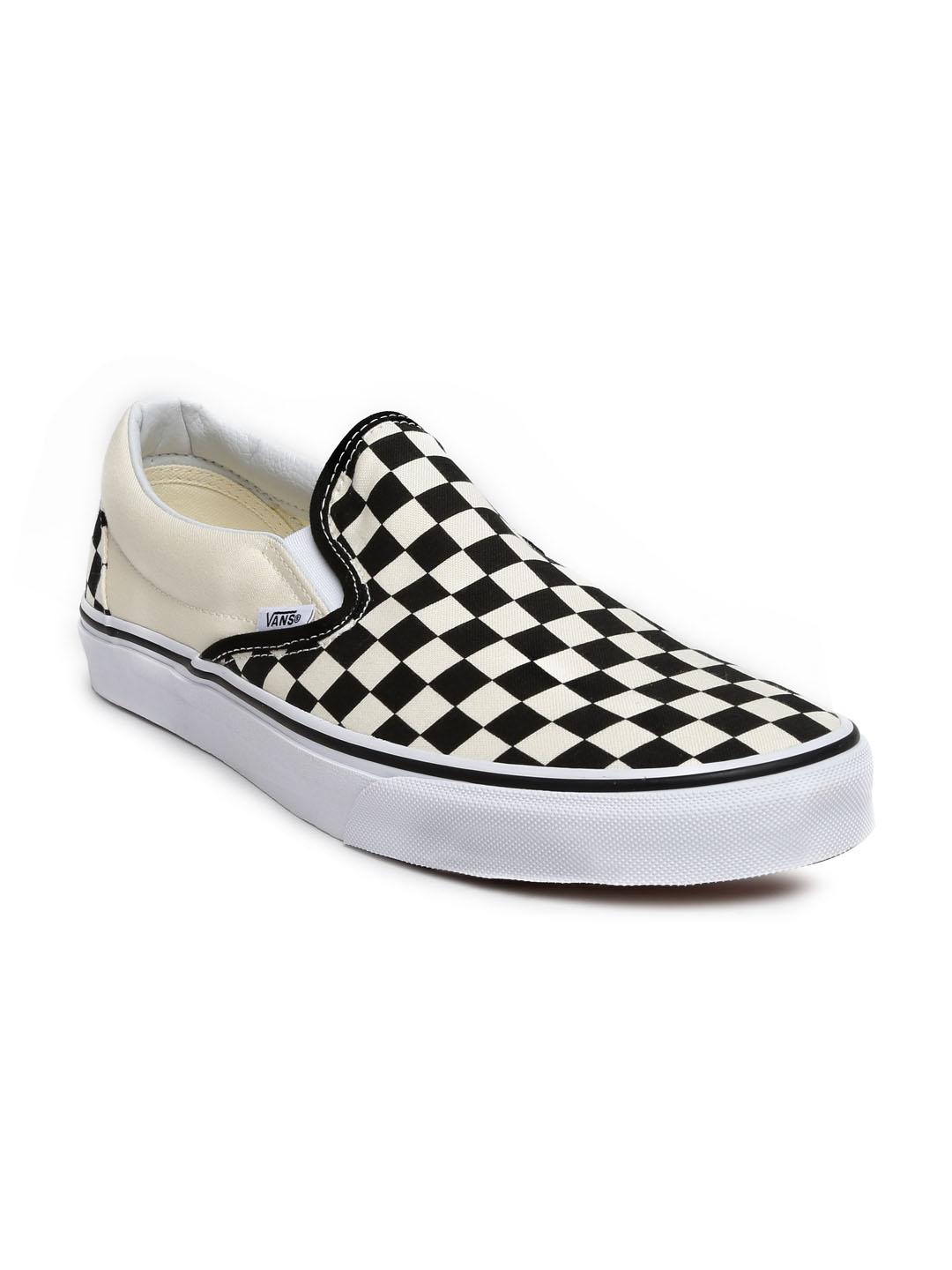 Buy Vans Men Black Off-White Checked Classic Slip-On Sneakers