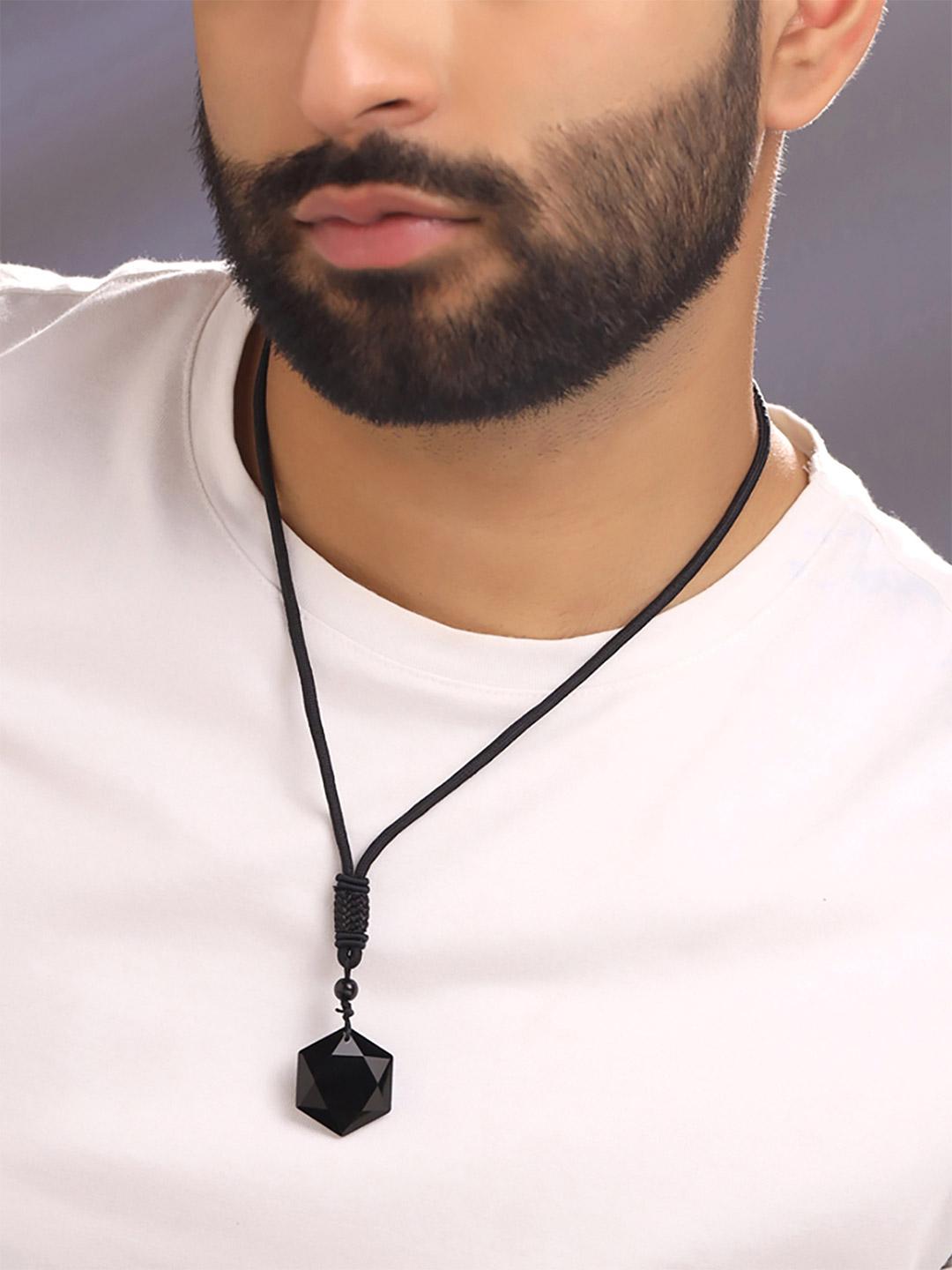 Buy Yellow Chimes Black Cubic Zirconia High Polished Pendant With