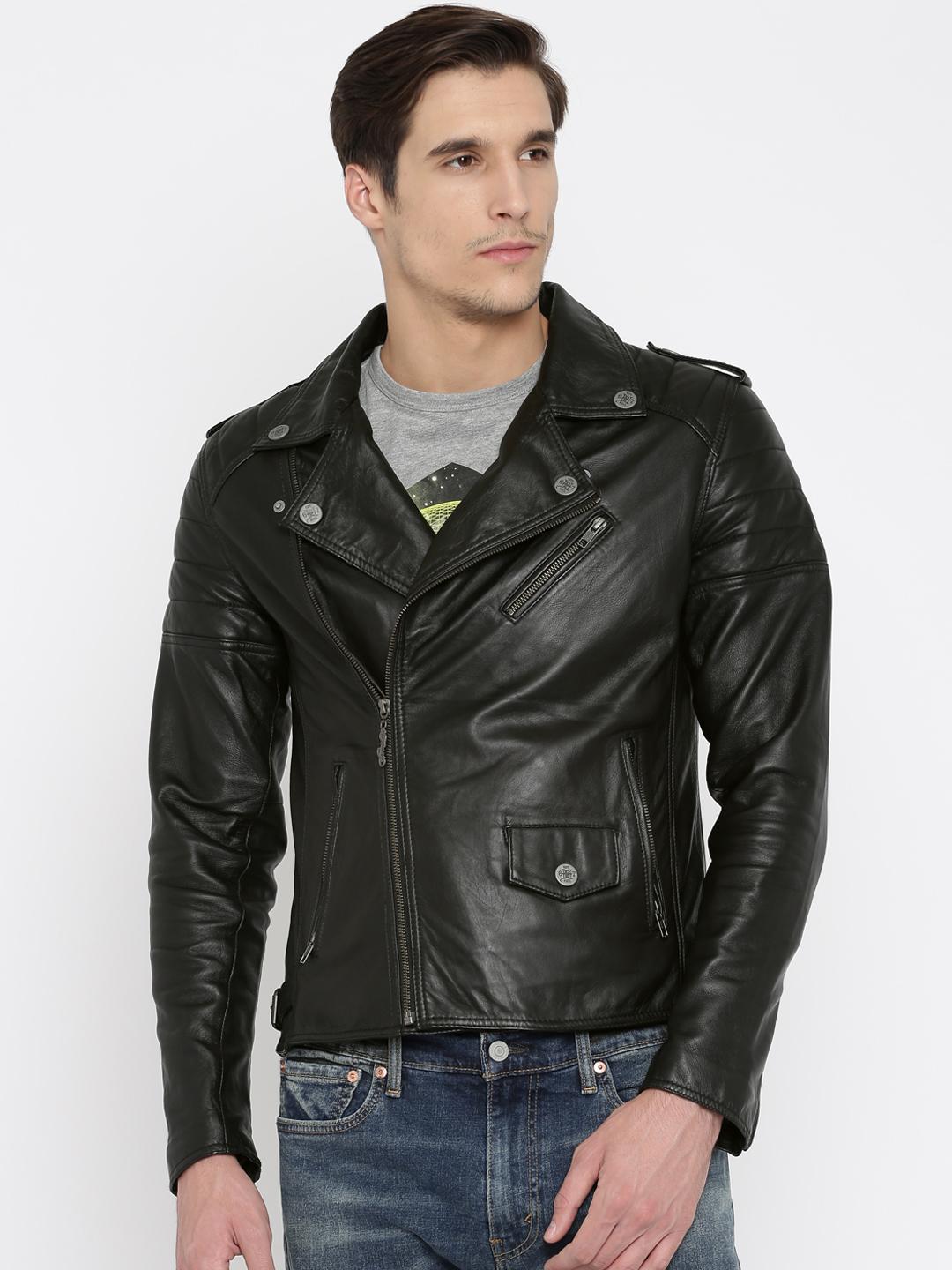 Buy Ed Hardy Black Leather Jacket - Jackets for Men 1496566 | Myntra