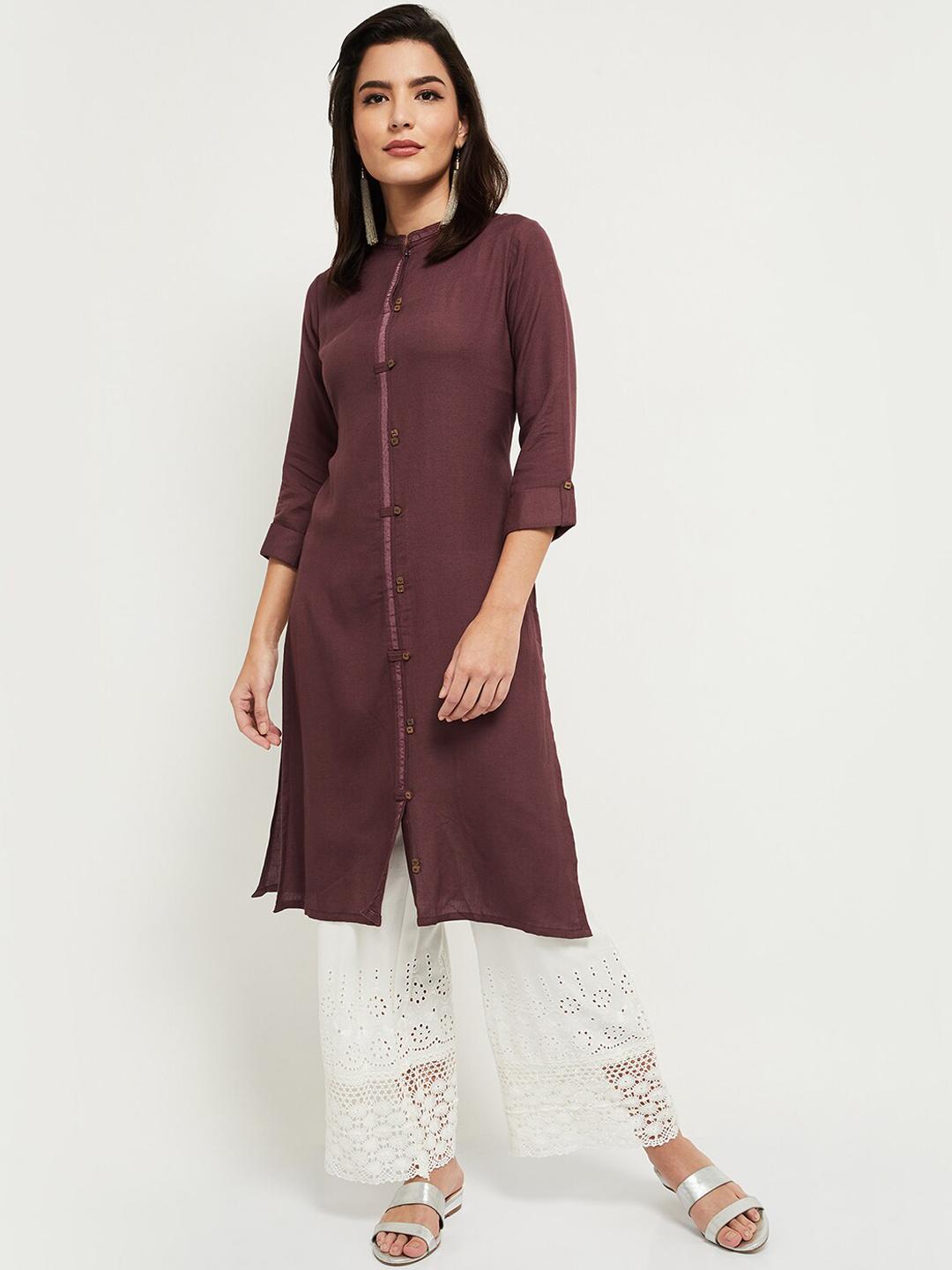 Buy max Women Purple Straight Kurta Kurtas for Women 15052764