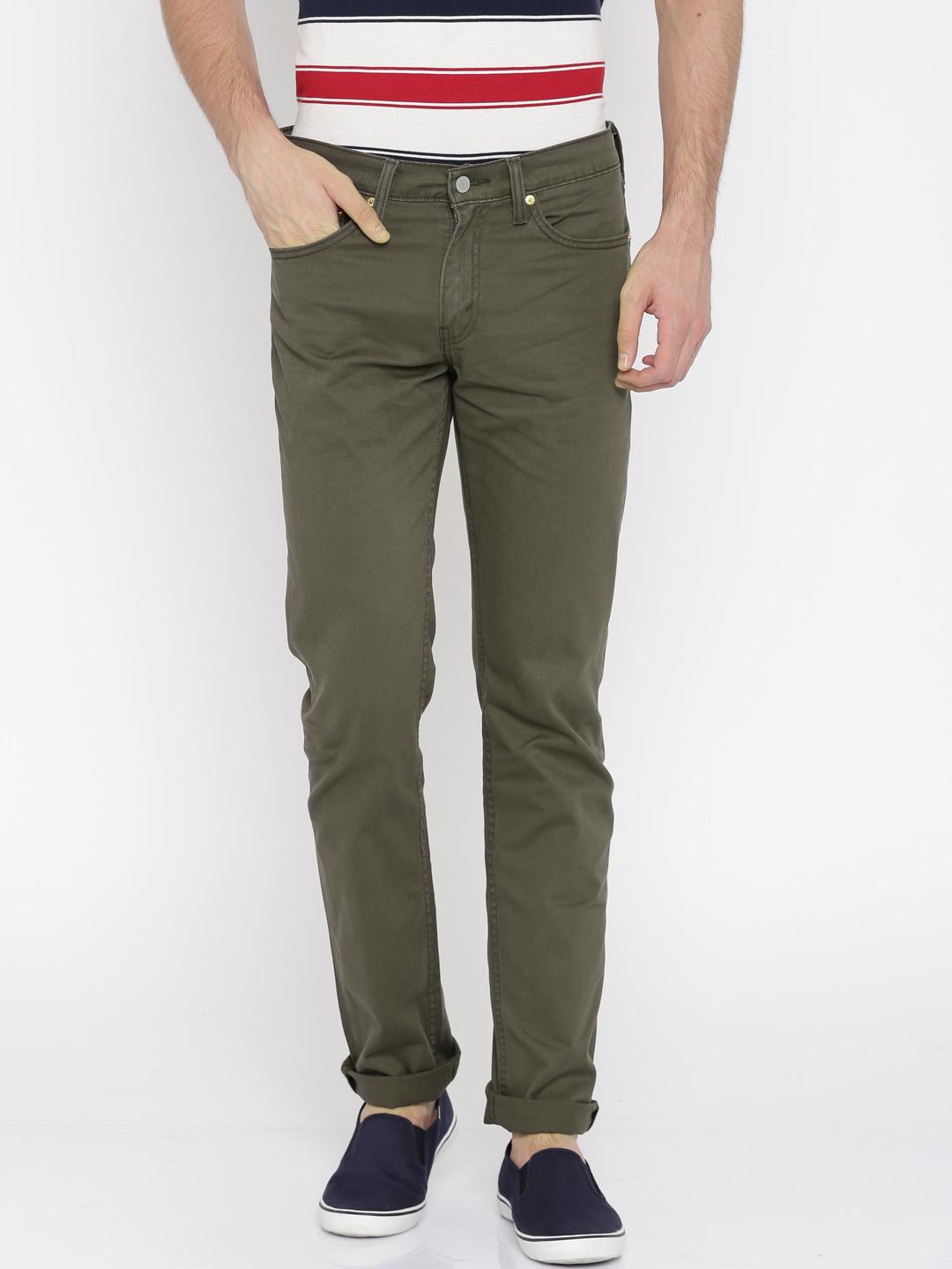 Buy Levis Men Olive Green 511 Slim Fit Low-Rise Clean Look Jeans - Main Image