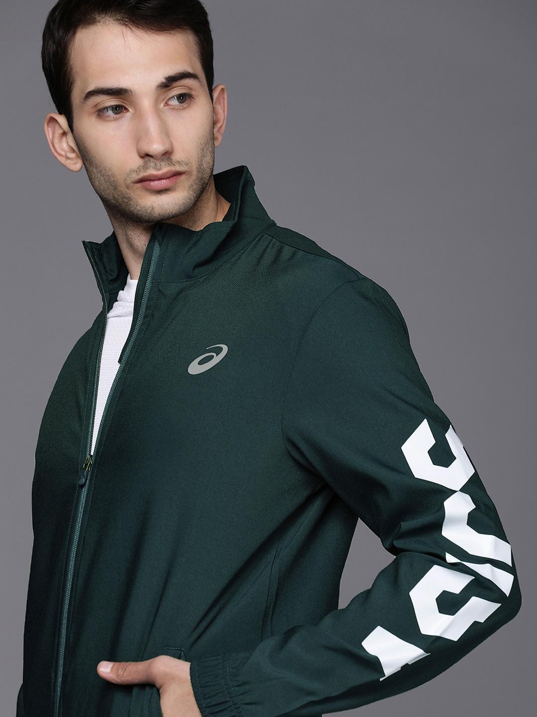 ASICS Men Navy Blue Solid Lightweight Sporty Running Jacket with Print  Detail