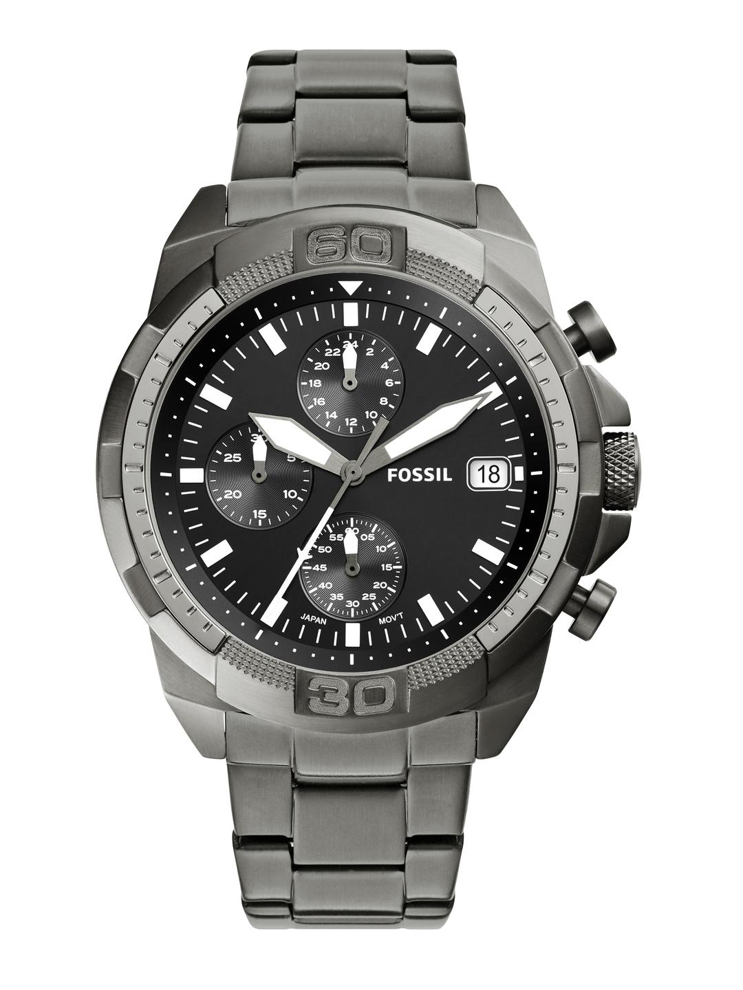 Fossil Men Black Dial Grey Stainless Steel Watch FS5852 - Image 1