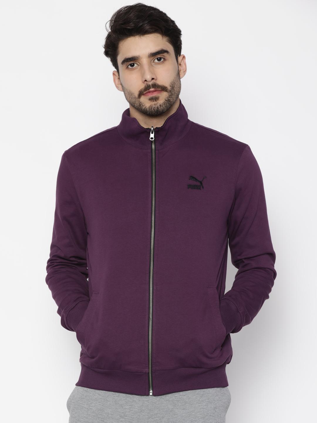 Buy Puma Men Black Purple Solid Reversible Sporty Track Jacket