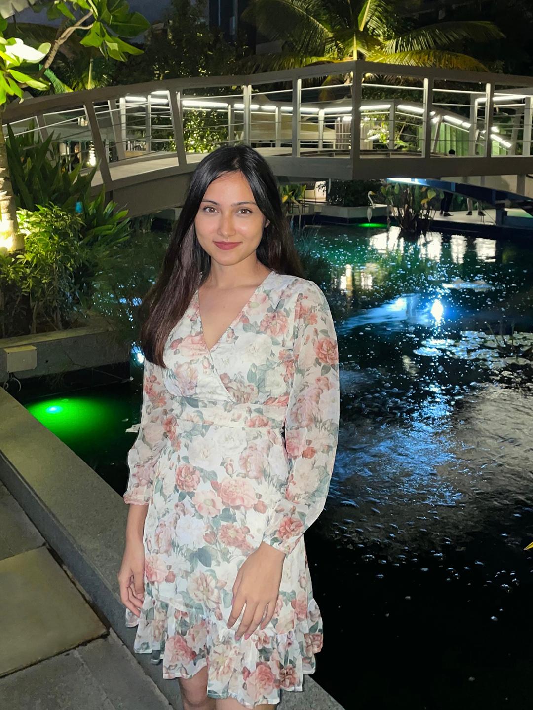 Buy SASSAFRAS Floral Chiffon Frill Hem A-Line Dress Dresses for