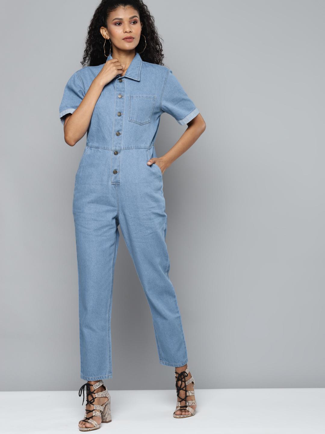 Baggy Ladies Denim Boiler Suits Jump Suit Loose Jean Overalls