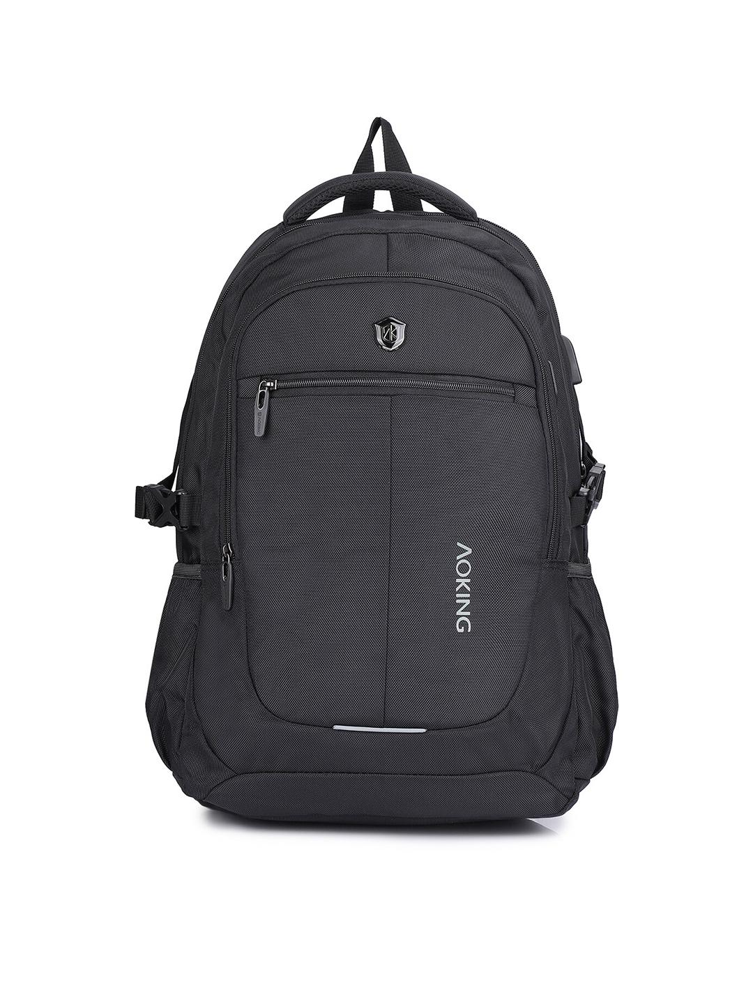 Buy Aoking Unisex Black Solid Backpack - Backpacks for Unisex