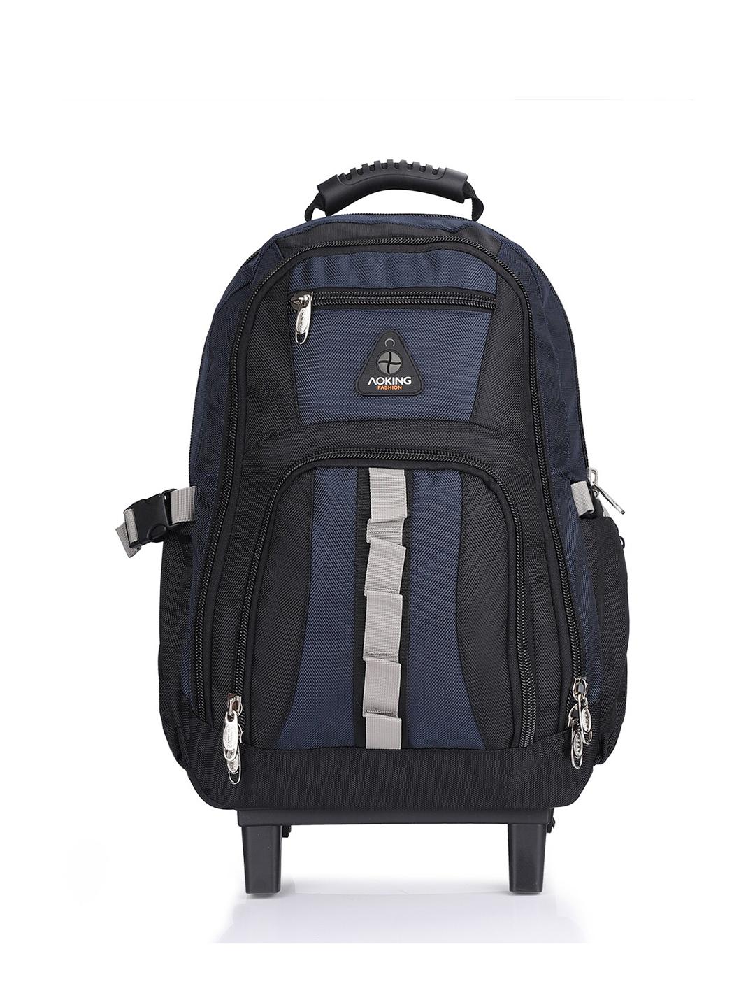Buy Aoking Black Navy Blue Solid Trolley Bagpack Backpacks for