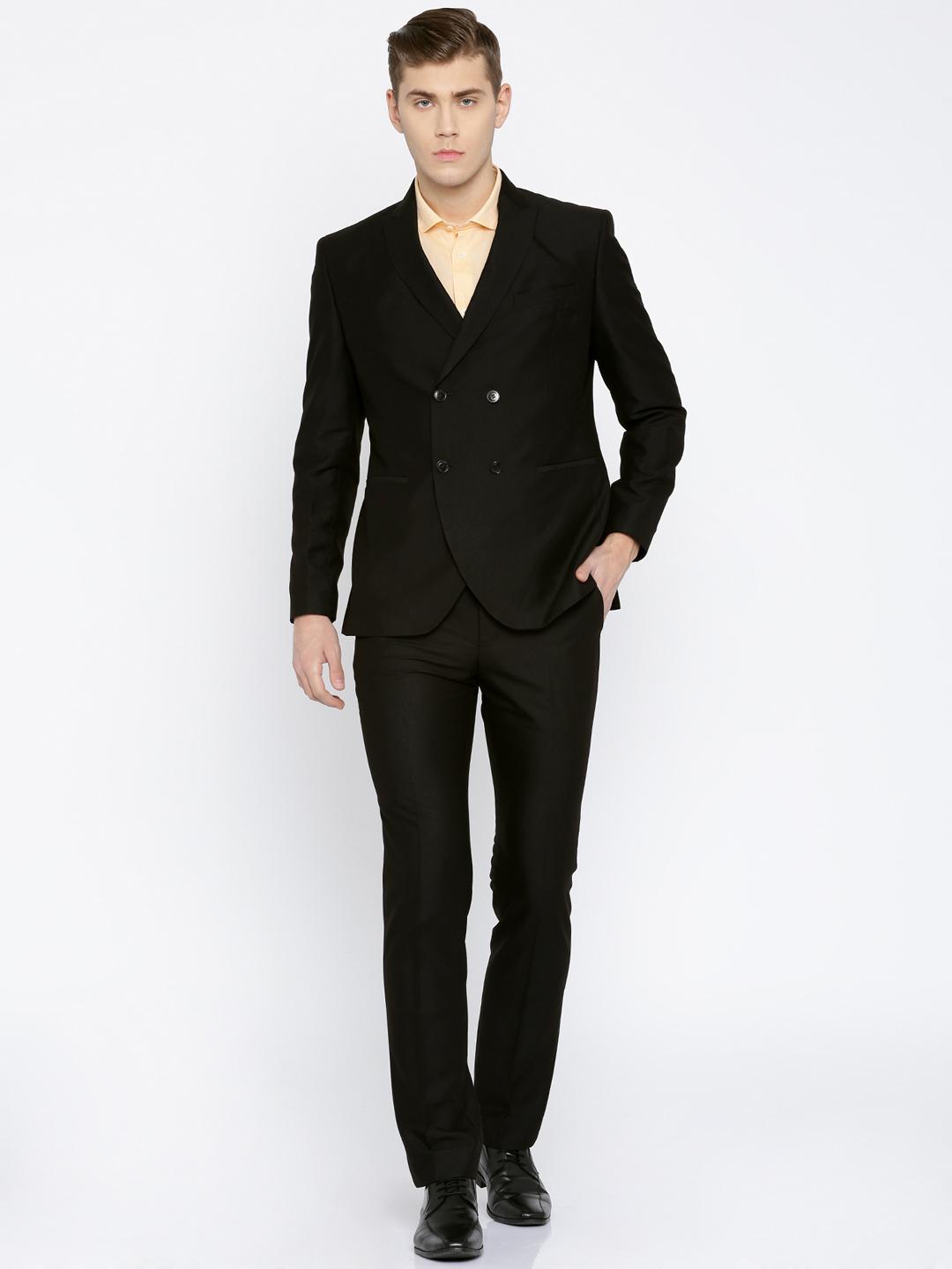 Buy Park Avenue Men Black Regular Fit Double-Breasted Formal Suit