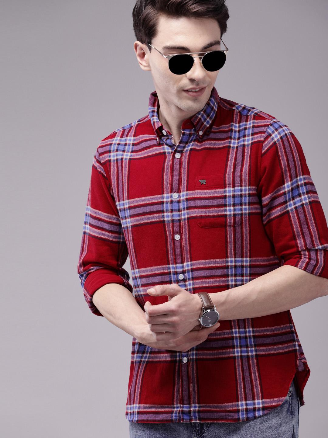 THE BEAR HOUSE Men Red Slim Fit Checked Casual Shirt - Image 1