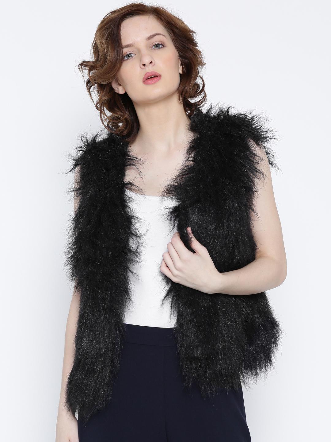 Buy Vero Moda Black Faux Fur Gilet Jacket Jackets for Women