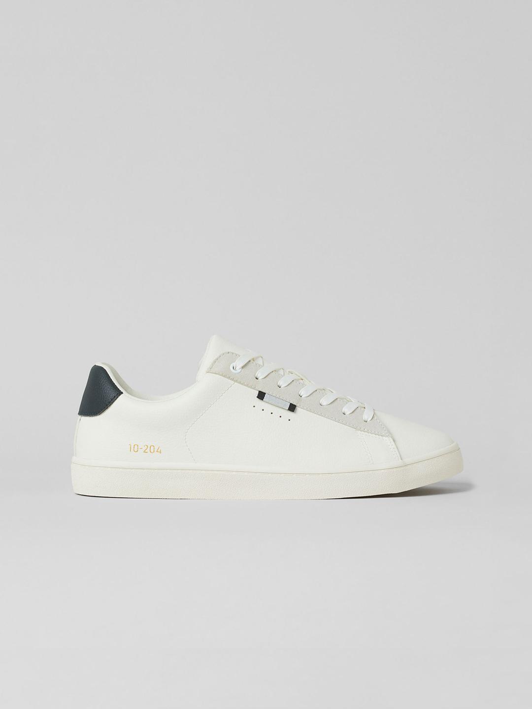 Buy H&M Men White Imitation Leather Trainers Casual Shoes for