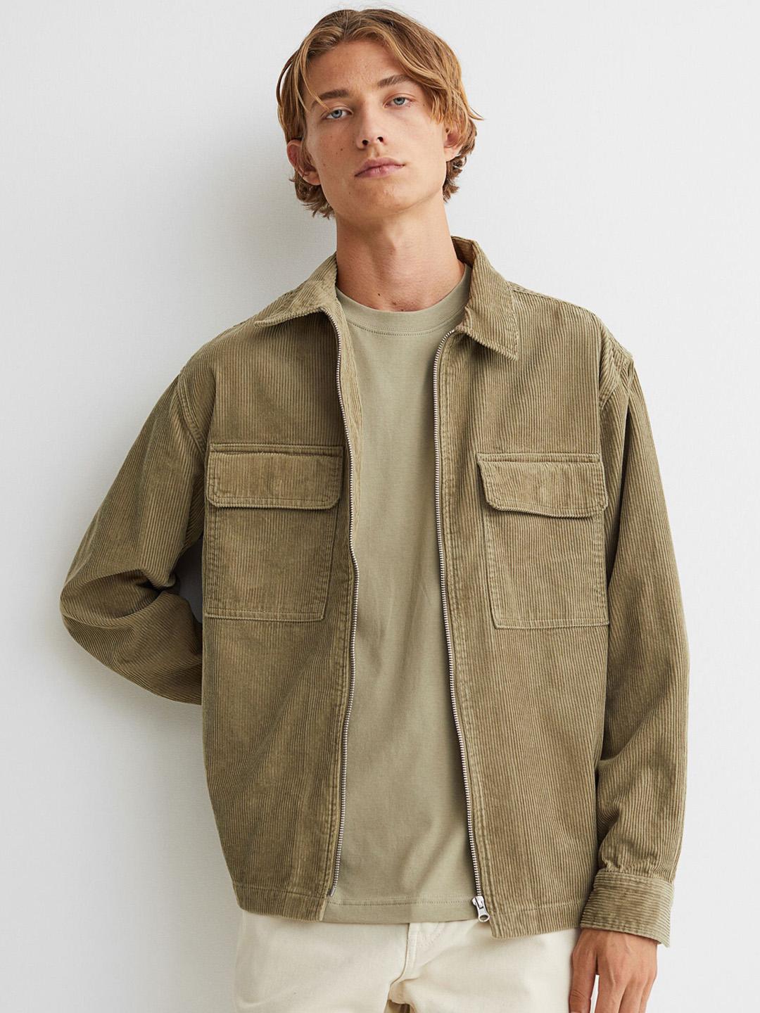 Buy H&M Men Beige Corduroy Shirt Jacket - Jackets for Men 15531060