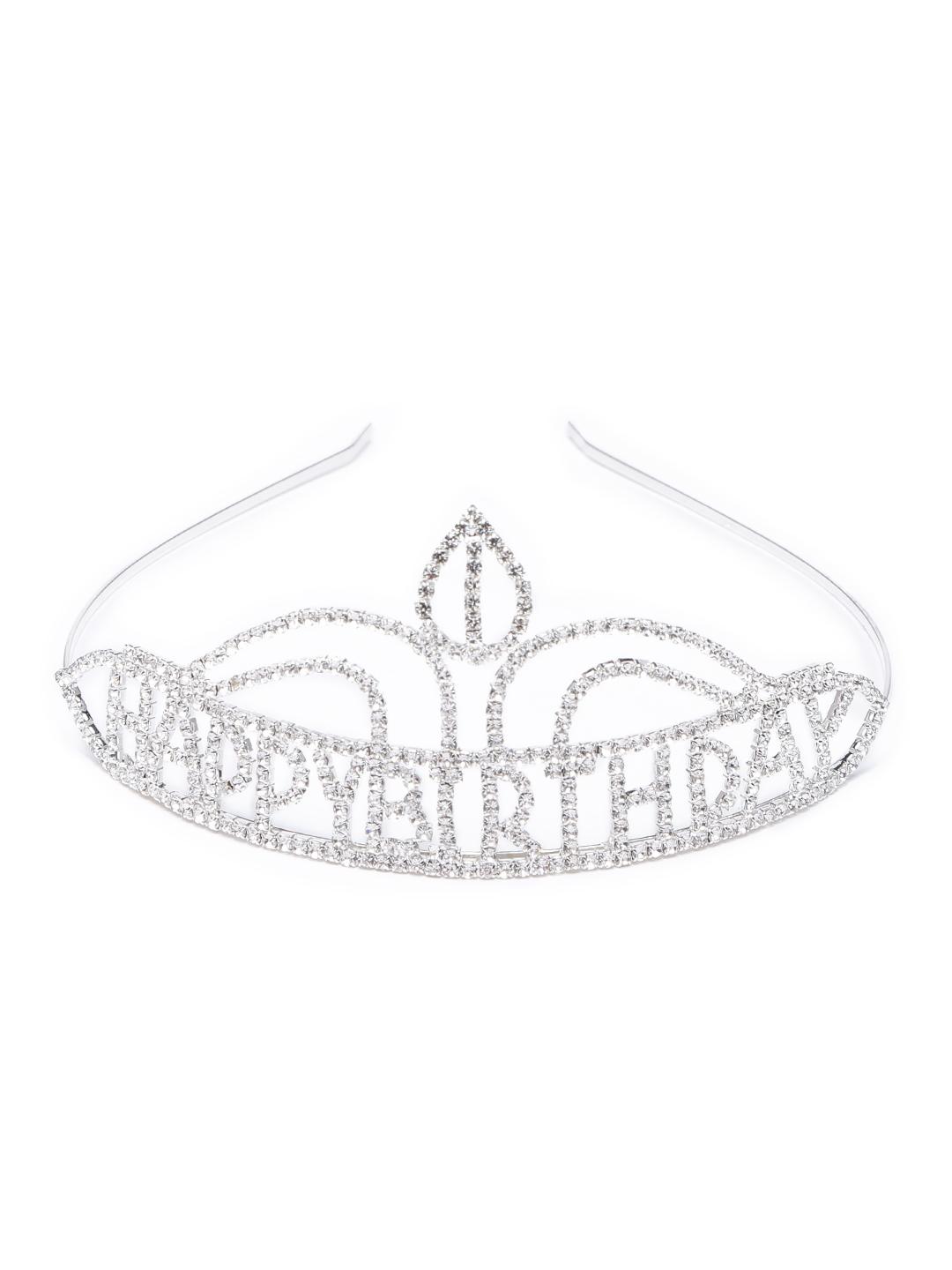 Buy AccessHer Women Silver-Toned Embellished Happy Birthday Tiara
