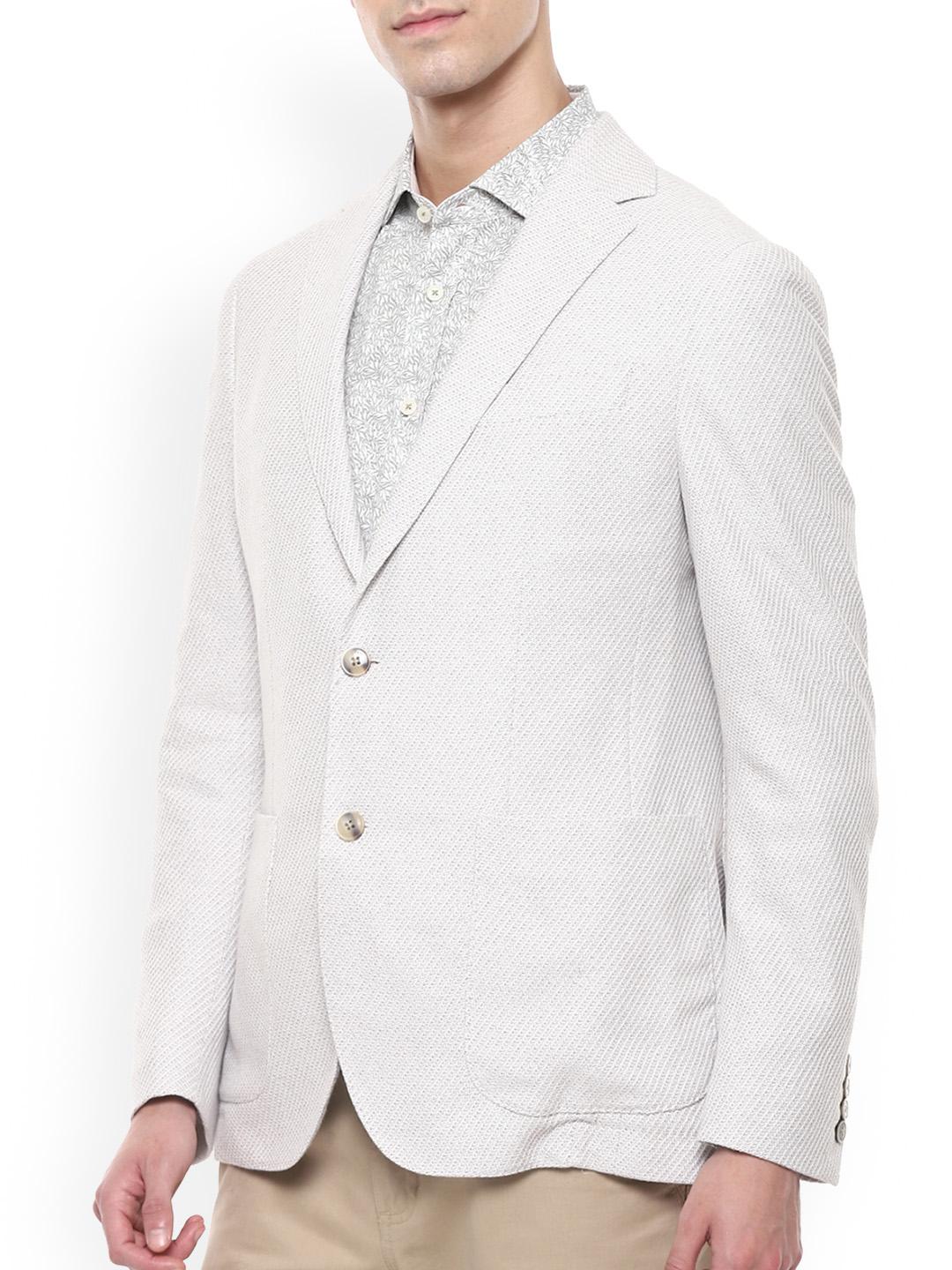 Buy HACKETT LONDON Grey Pure Cotton Textured Formal Blazer