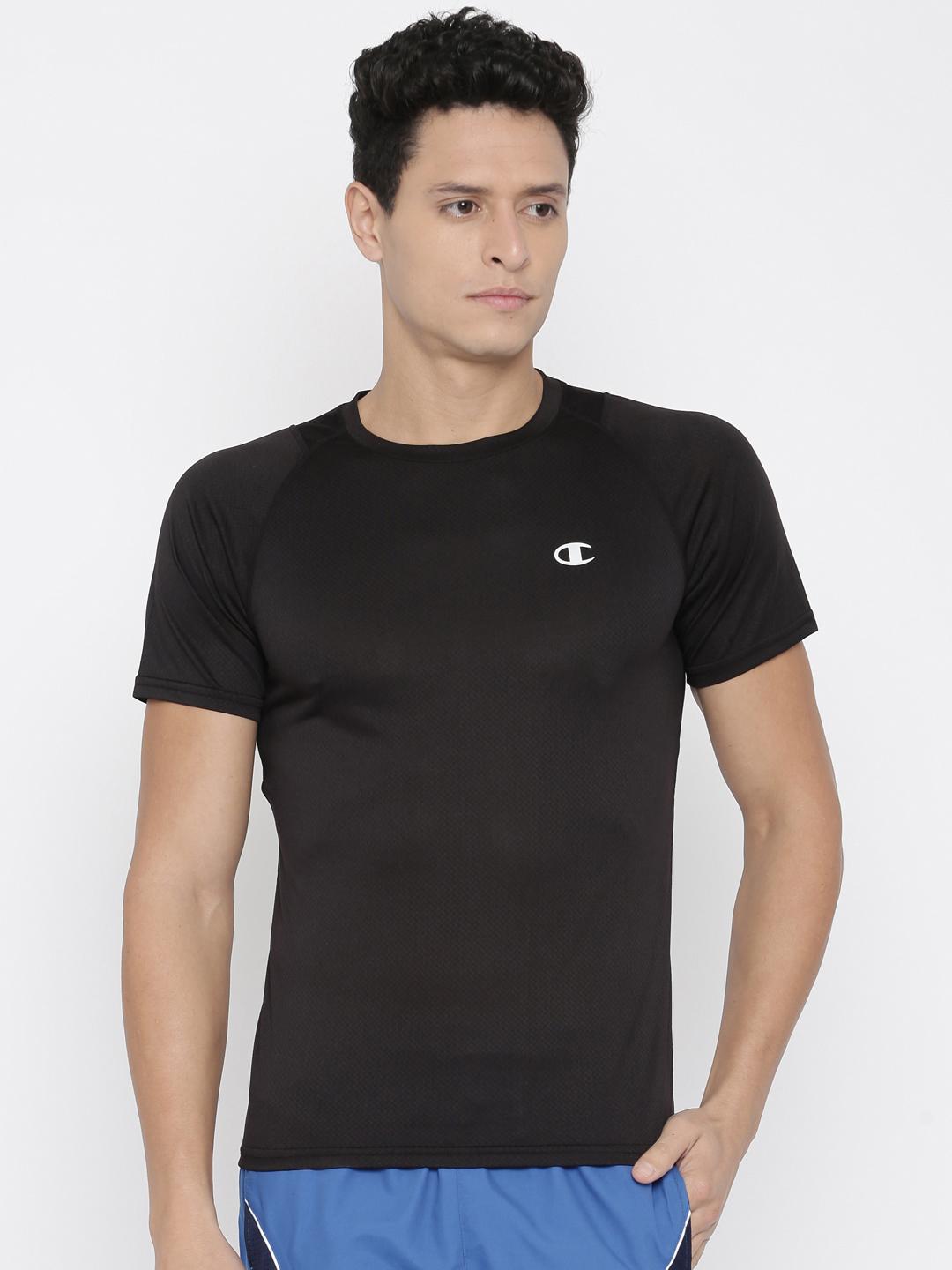 Buy Champion Men Black Solid Round Neck T-shirt Tshirts for Men