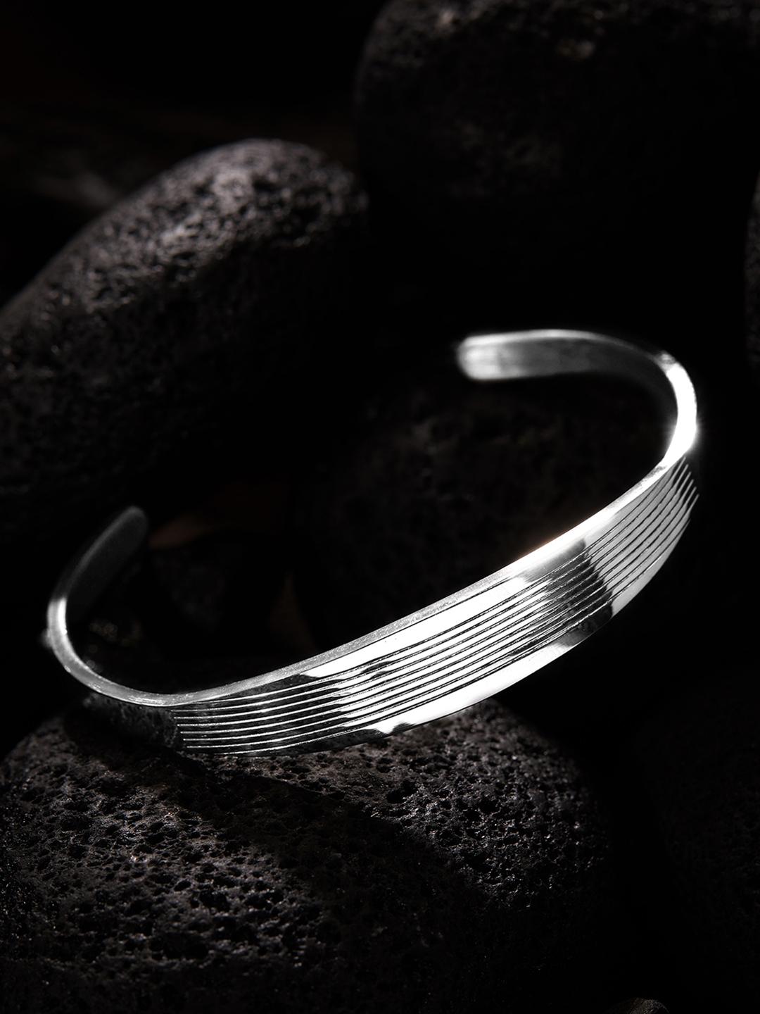 Buy The Roadster Lifestyle Co Men Silver-Plated Cuff Bracelet