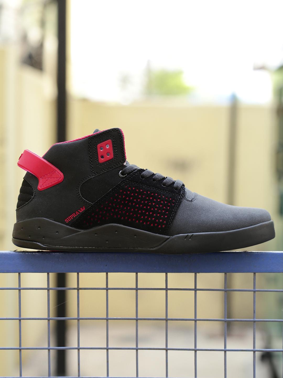 Black Supra Skytop Iii Red Supra Men Black Solid High-Top SKYTOP