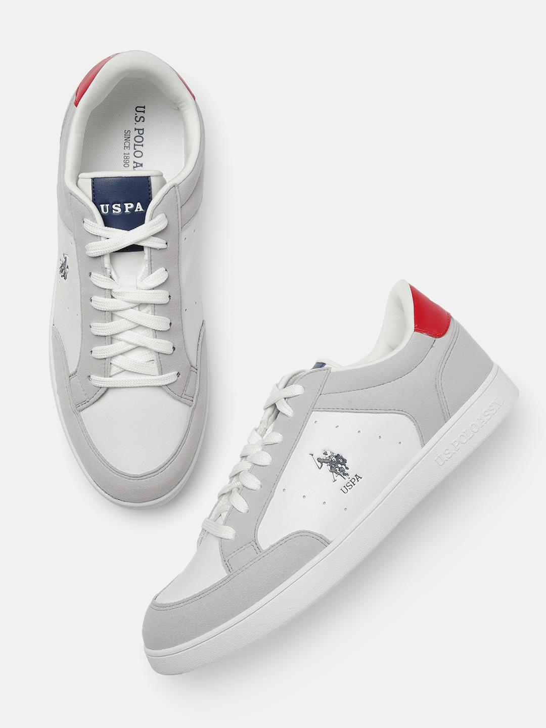 U.S. Polo Assn. Men Off White & Grey Solid Sneakers - Image 1