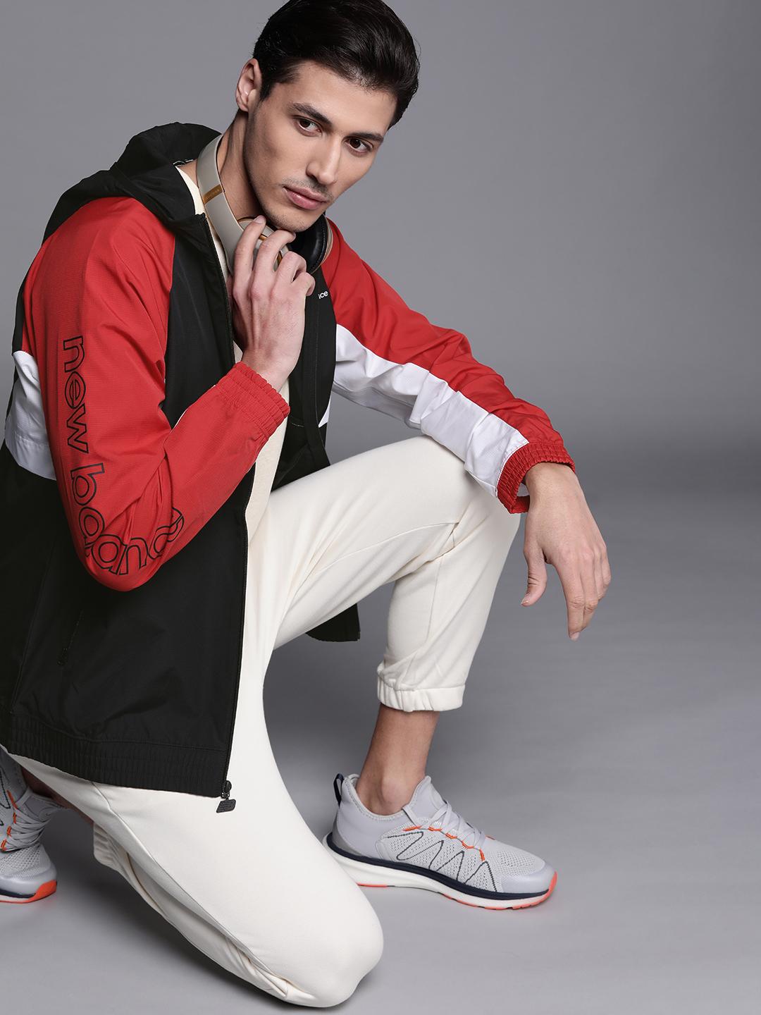 Buy New Balance Men Red & Black Colourblocked Tailored Jacket