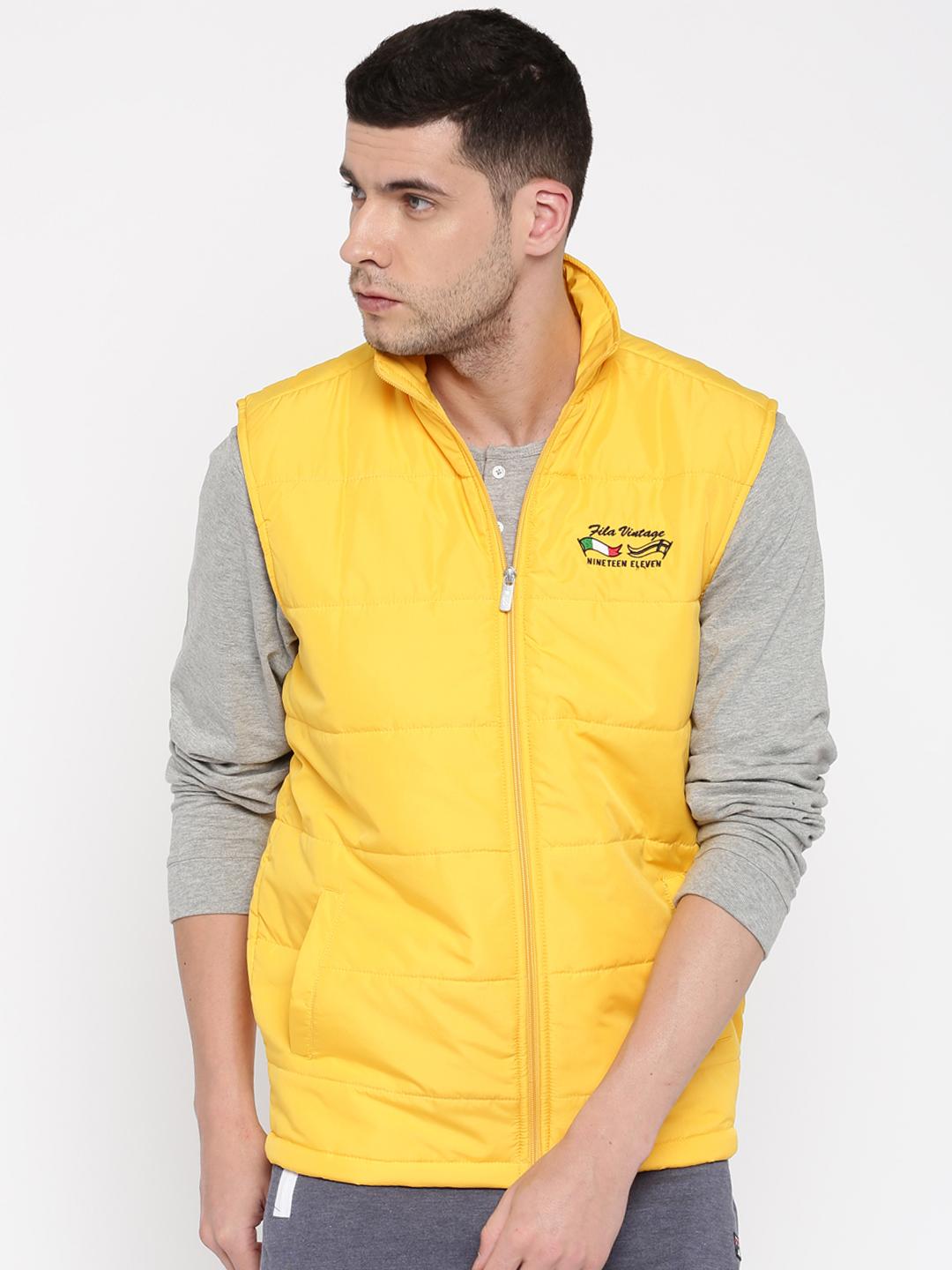 Buy FILA Yellow Sleeveless Puffer Jacket Jackets for Men 1607182