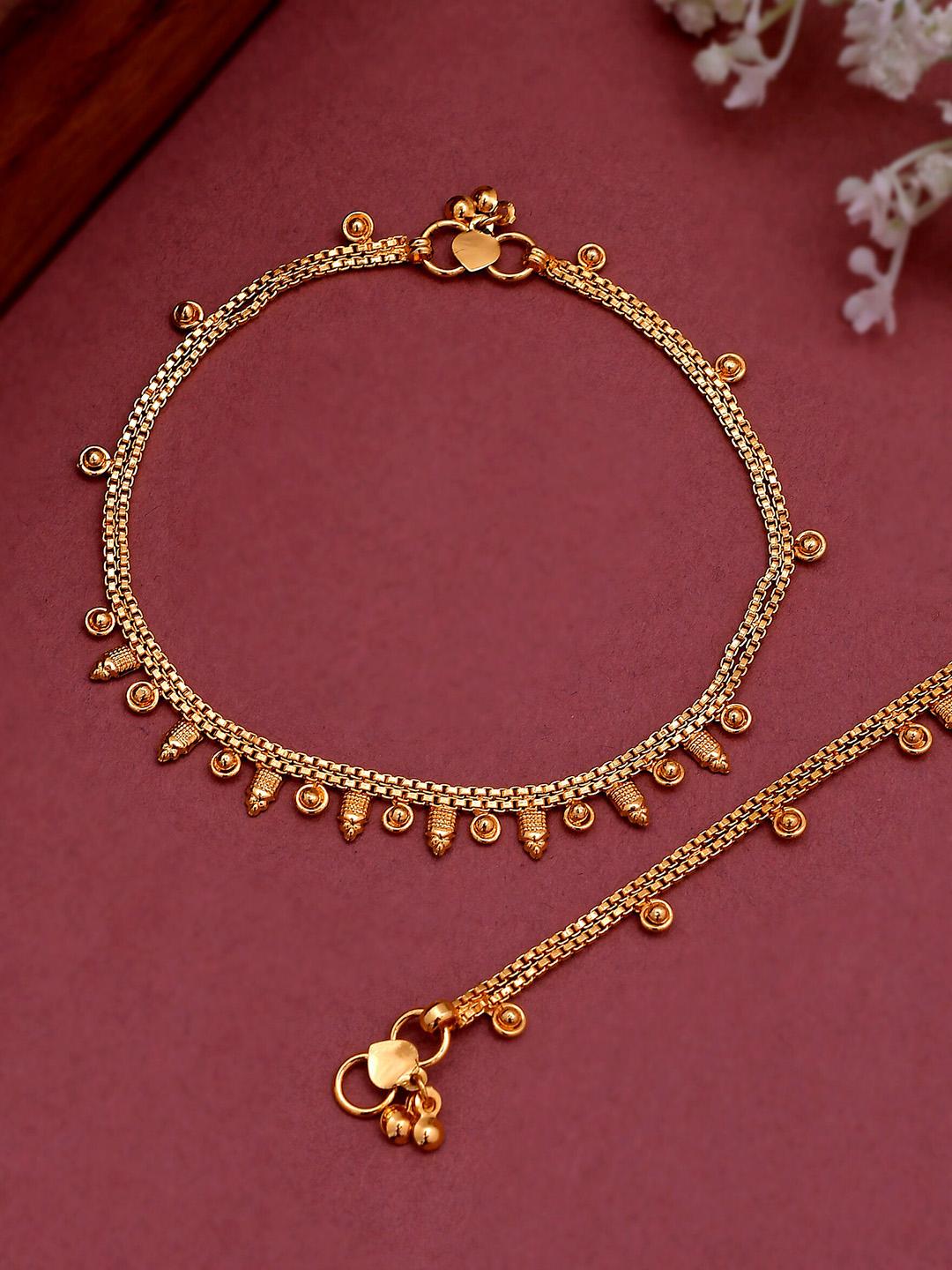 Buy Silvermerc Designs Unisex Golden Delicate Chain Payal Anklet